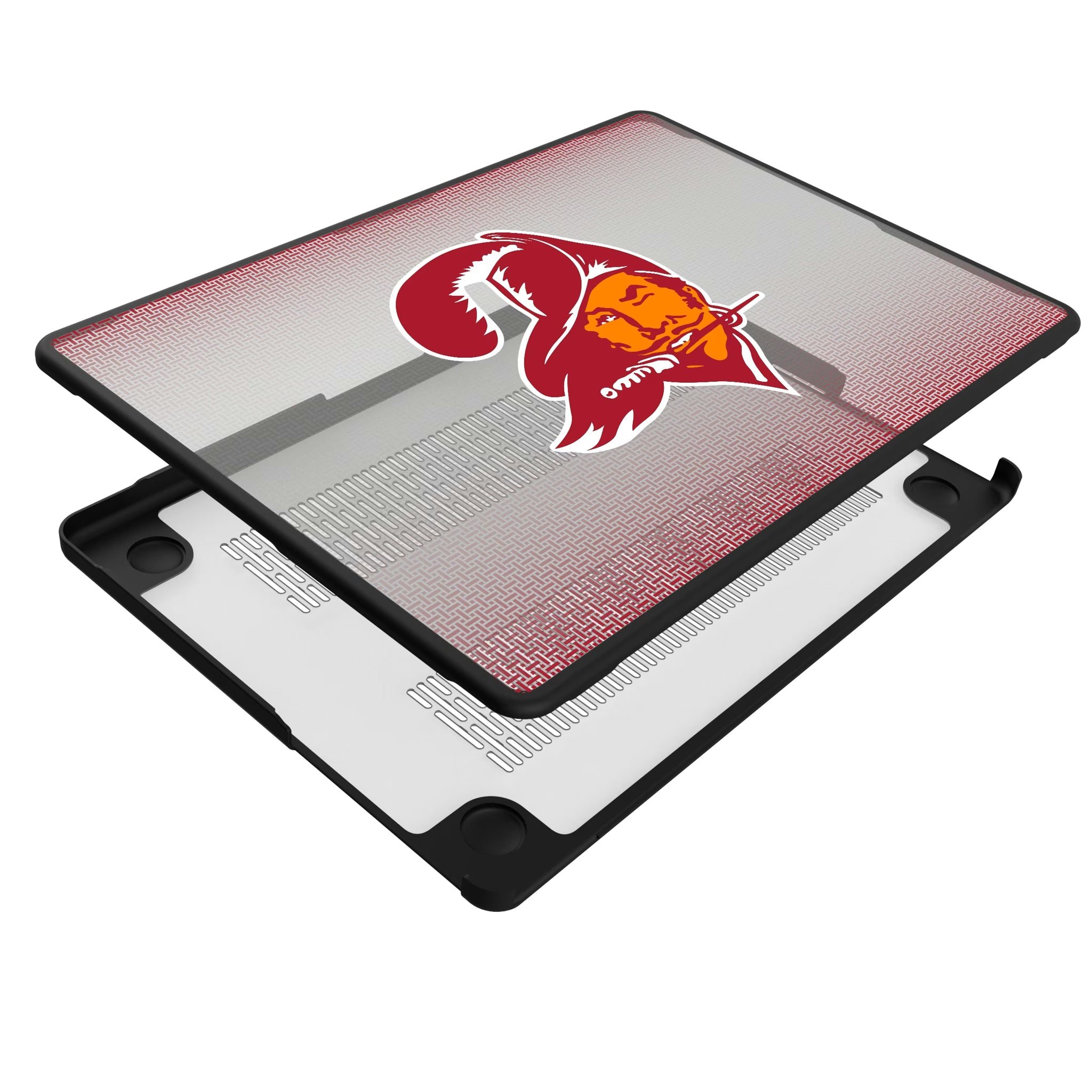 Tampa Bay Buccaneers Historic Collection Linen MacBook Laptop Case for Apple MacBook - Isometric View#Device_MacBook Pro (14-inch, 2021) / MacBook Pro (14-inch, 2023) / MacBook Pro (14-inch, 2024)