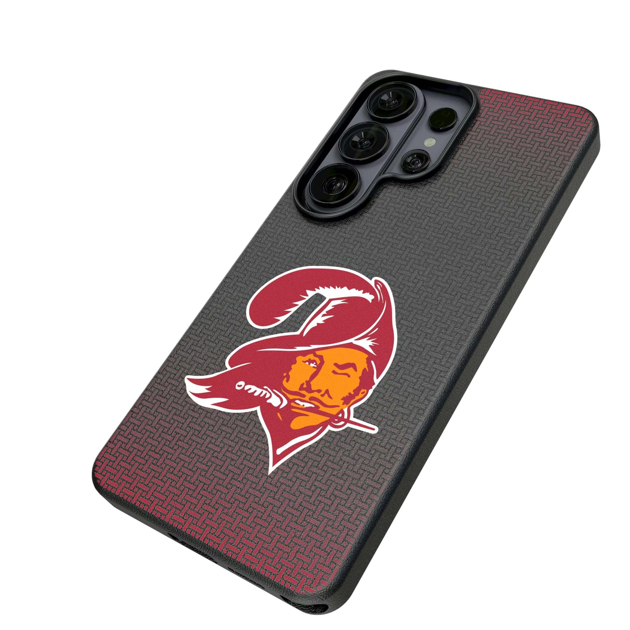 Tampa Bay Buccaneers Historic Collection Linen Galaxy MagSafe Compatible Phone Case for Samsung Galaxy - Isometric View#Device_Galaxy S26 Ultra