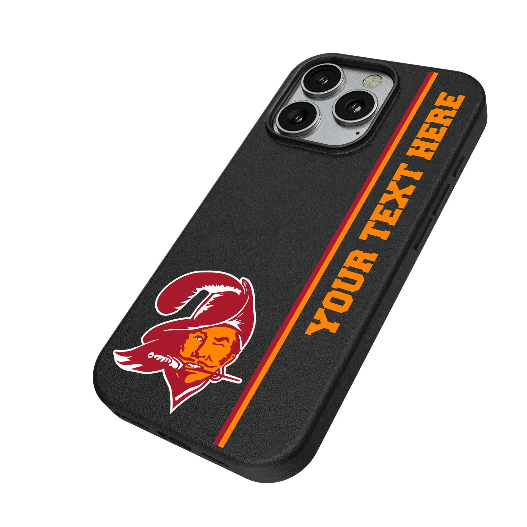 Tampa Bay Buccaneers Historic Collection Personalized Sidebard iPhone MagSafe Compatible Phone Case for Apple iPhone - Isometric View