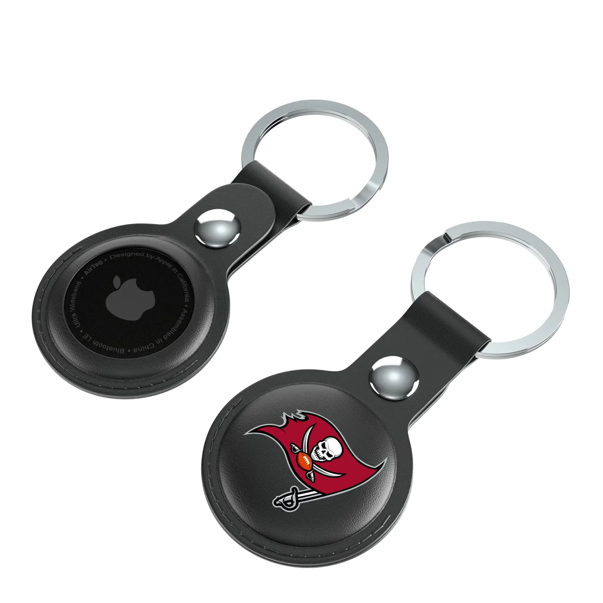 Tampa Bay Buccaneers Insignia AirTag Black Airtag Holder 2-Pack - Isometric View