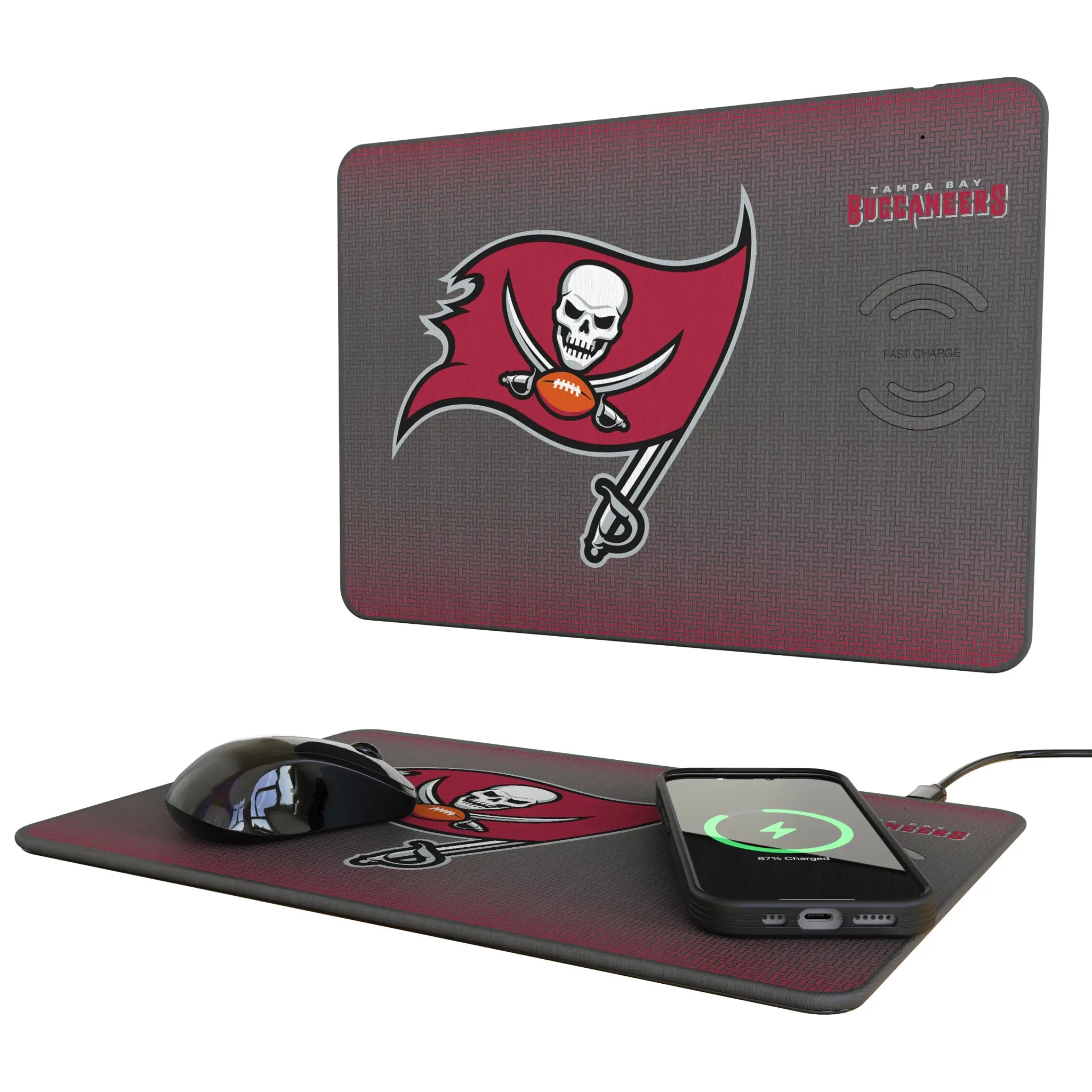 Tampa Bay Buccaneers Linen 15-Watt Wireless Charger and Mouse Pad