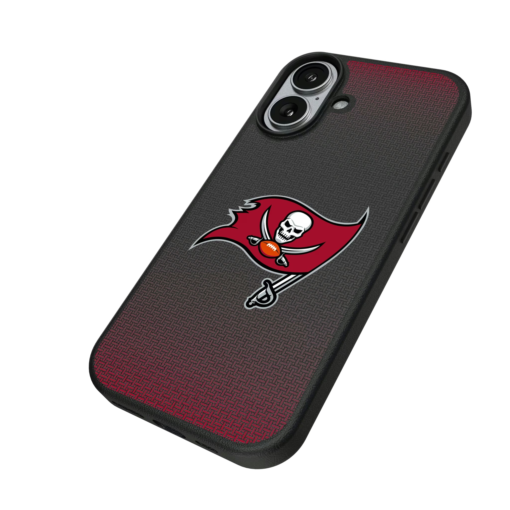 Tampa Bay Buccaneers Linen iPhone MagSafe Compatible Phone Case for Apple iPhone - Isometric View#Device_iPhone 17