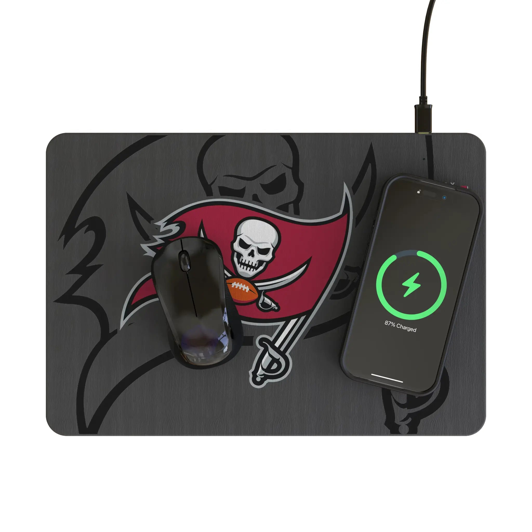 Tampa Bay Buccaneers Monocolor Tilt 15-Watt Wireless Charger and Mouse Pad - Lifestyle