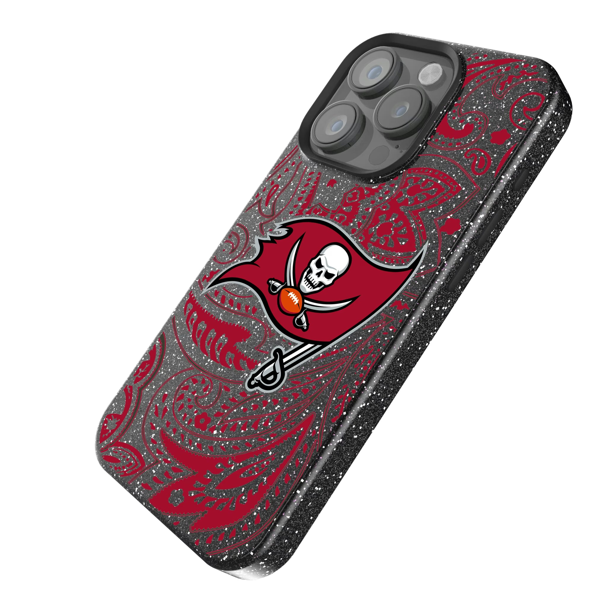 Tampa Bay Buccaneers Paisley iPhone Bling Phone Case for Apple iPhone - Isometric View