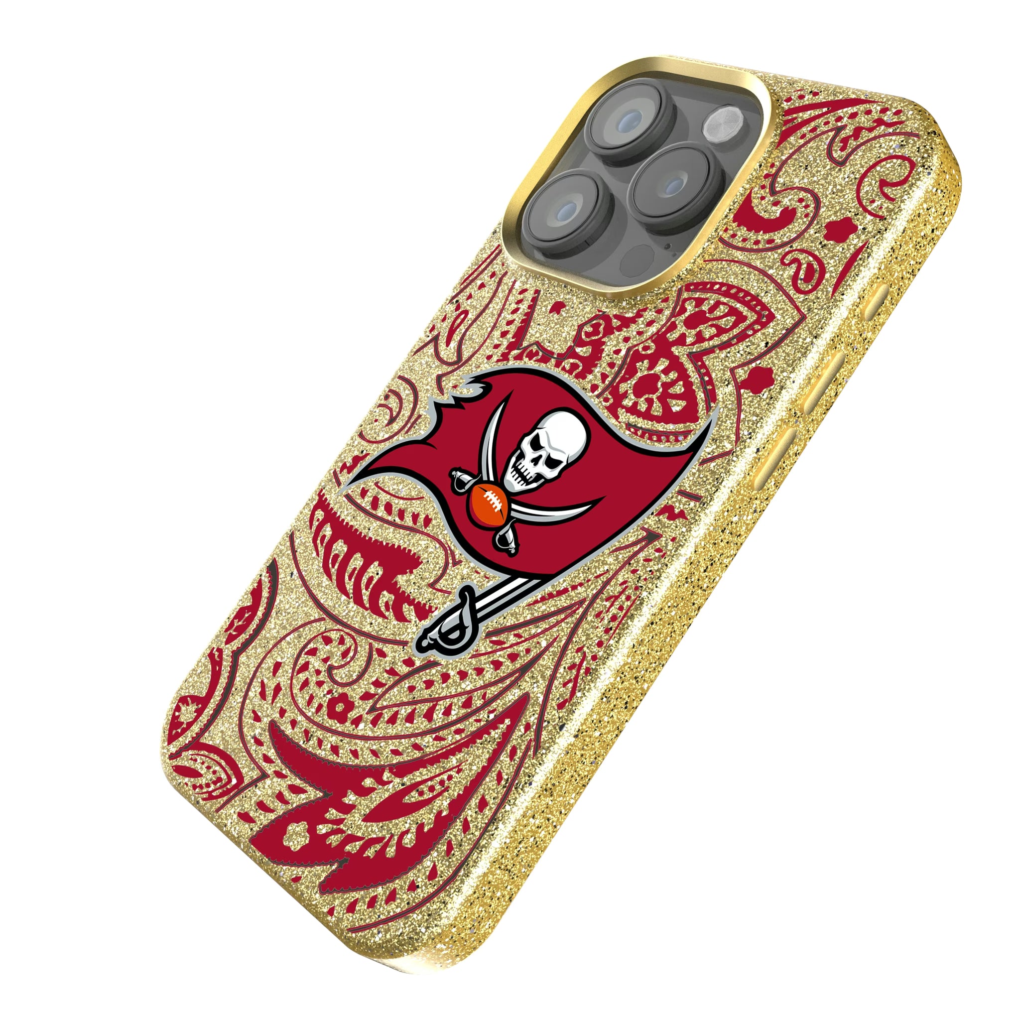 Tampa Bay Buccaneers Paisley iPhone Bling Phone Case for Apple iPhone - Isometric View