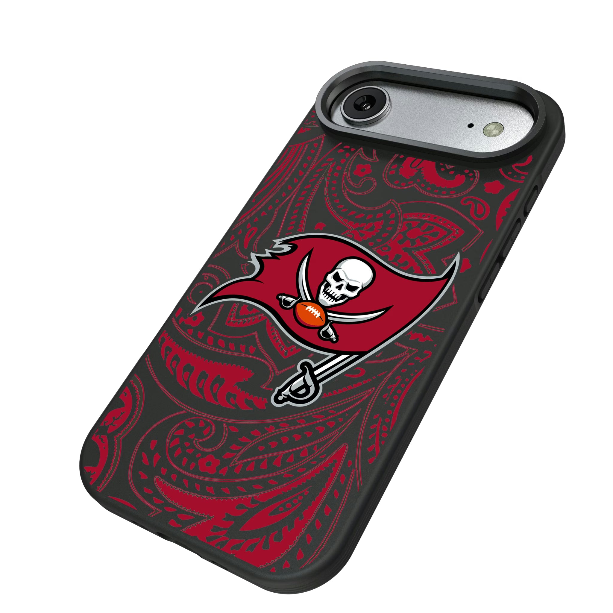 Tampa Bay Buccaneers Paisley iPhone Bump Phone Case for Apple iPhone - Isometric View#Device_iPhone Air