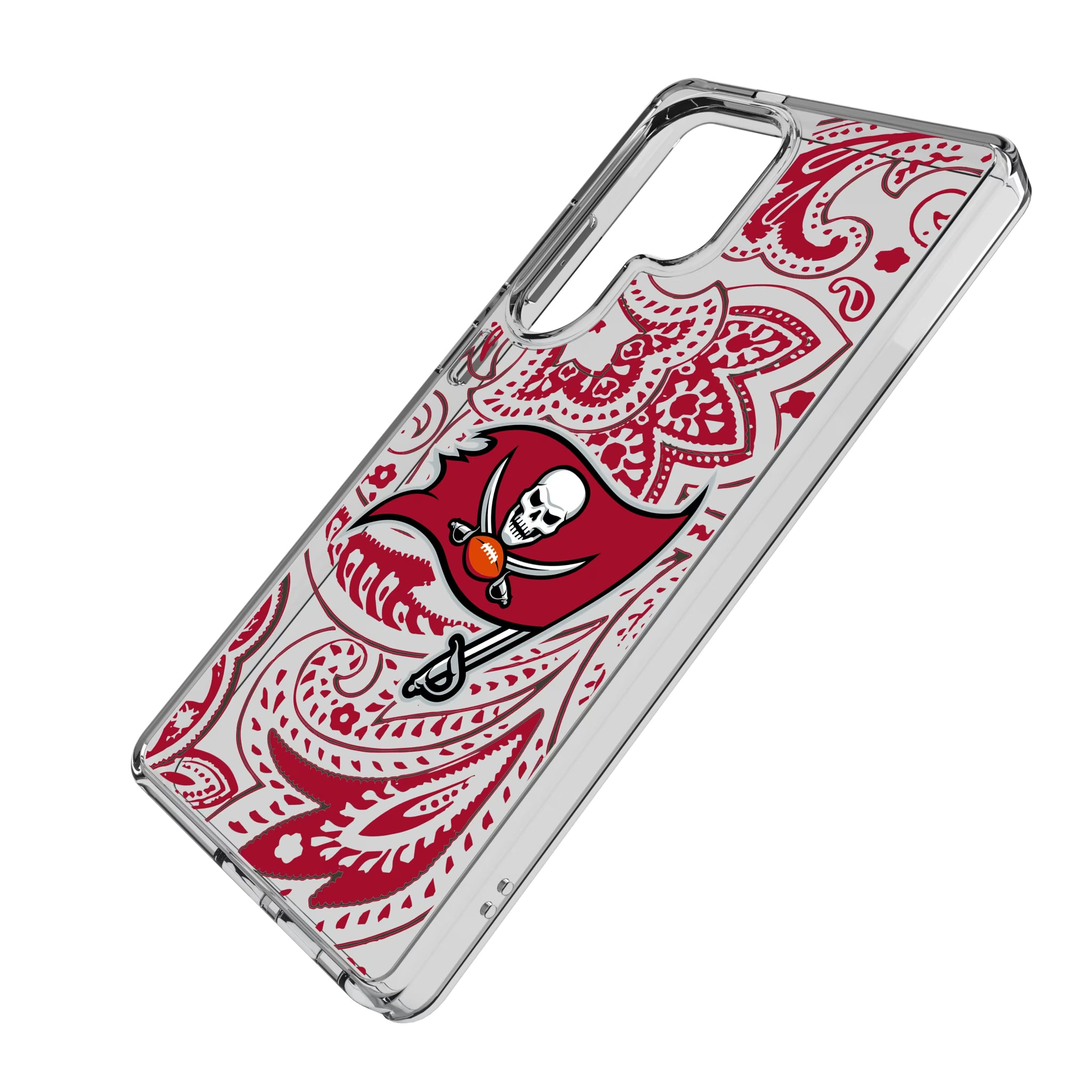 Tampa Bay Buccaneers Paisley Galaxy Clear Phone Case for Samsung Galaxy - Isometric View