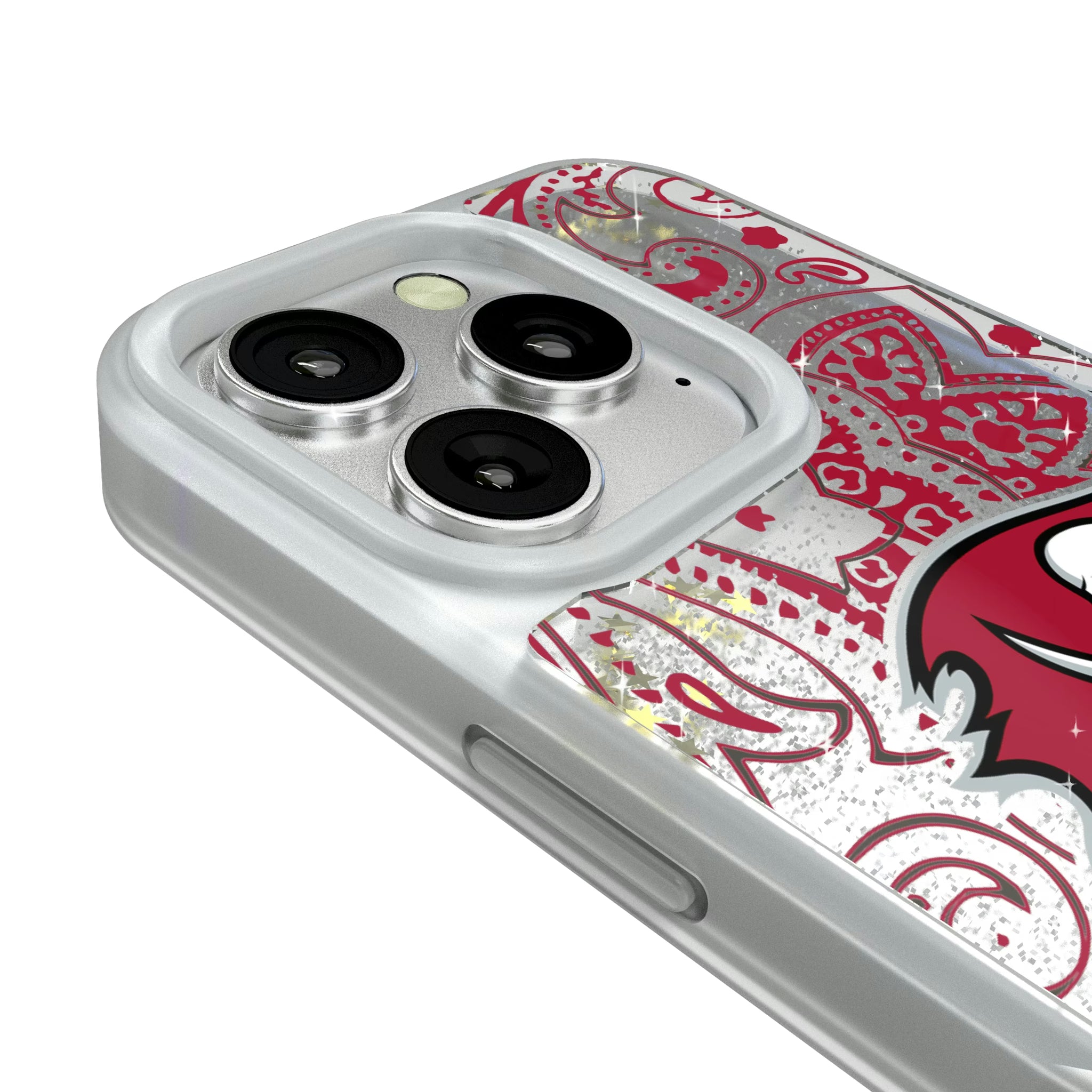 Tampa Bay Buccaneers Paisley iPhone Glitter Phone Case for Apple iPhone - Detail#Device_iPhone 16 Pro
