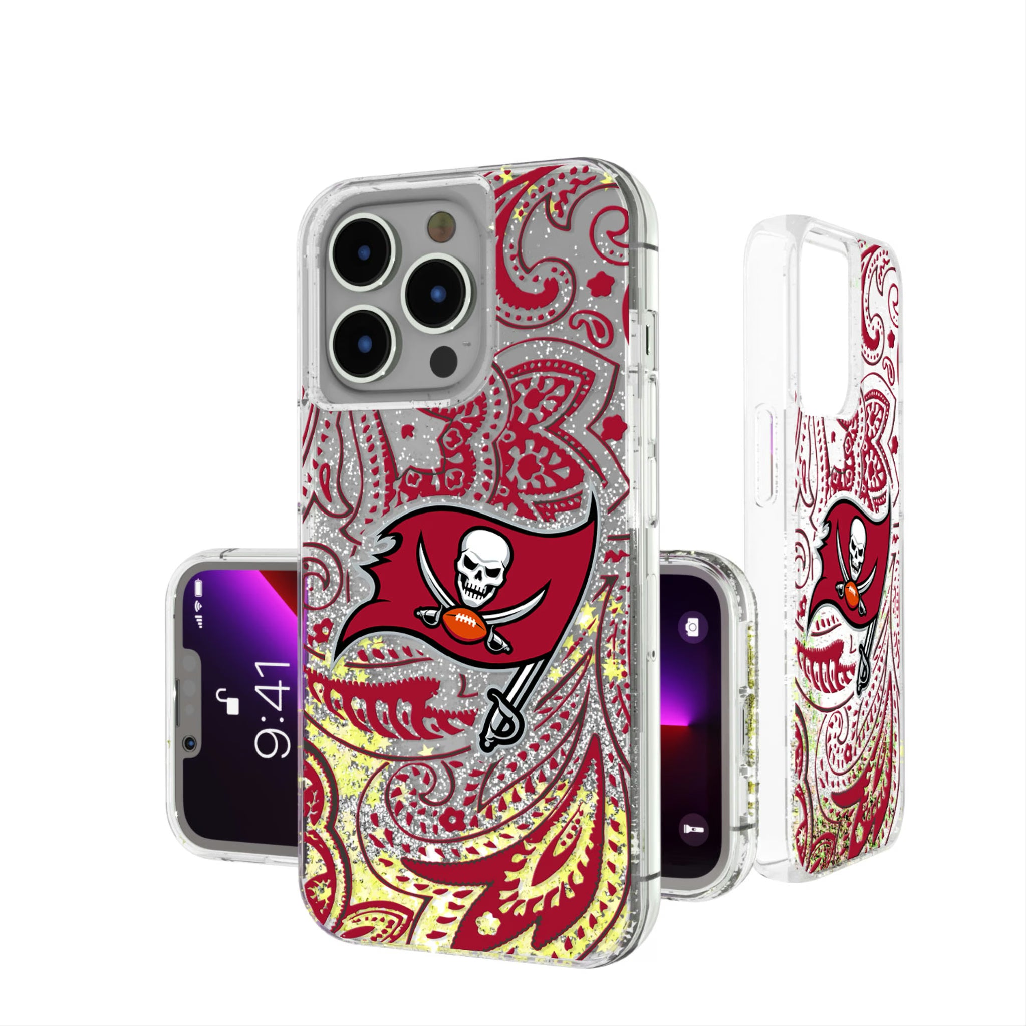 Tampa Bay Buccaneers Paisley iPhone Glitter Phone Case for Apple iPhone