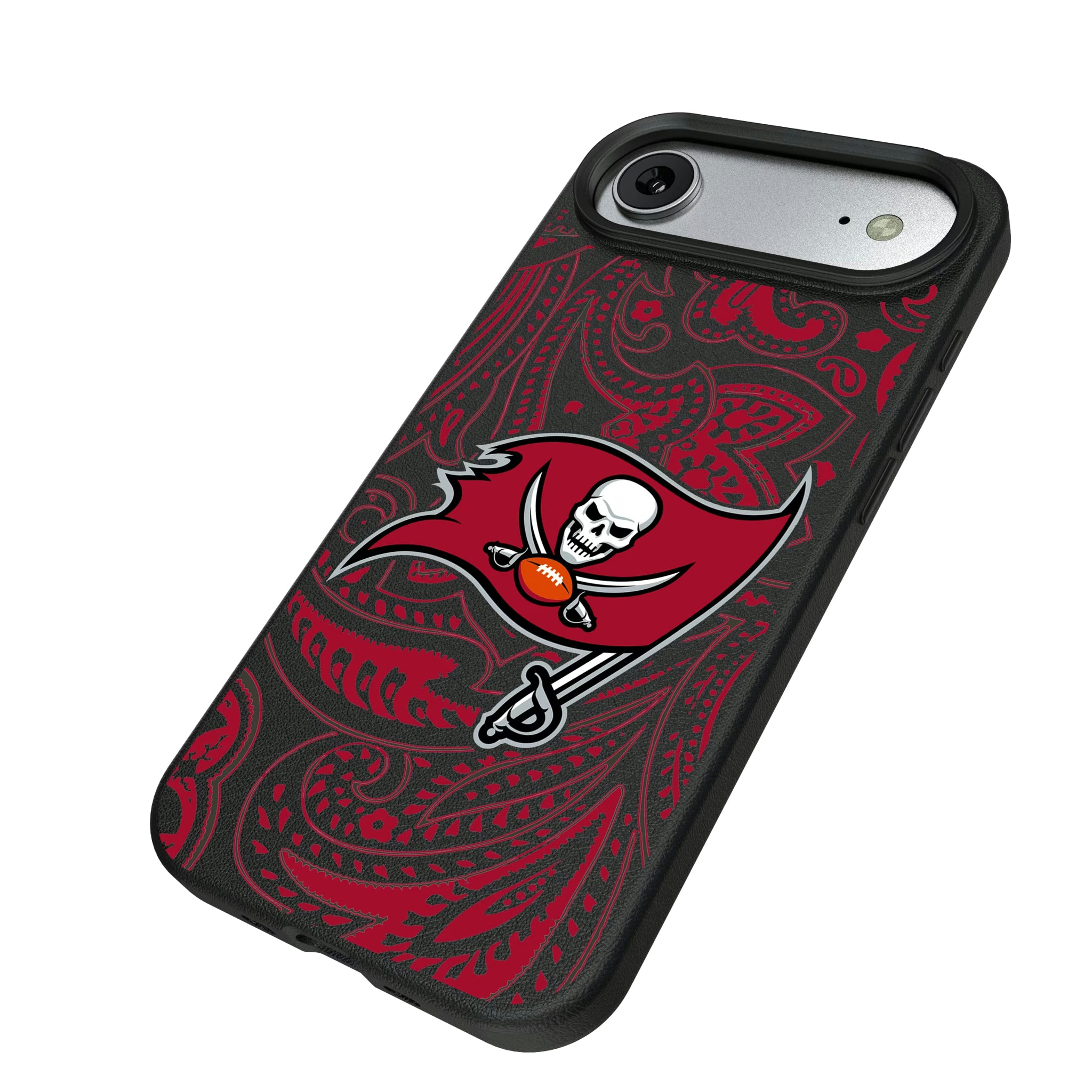 Tampa Bay Buccaneers Paisley iPhone MagSafe Compatible Phone Case for Apple iPhone - Isometric View#Device_iPhone Air