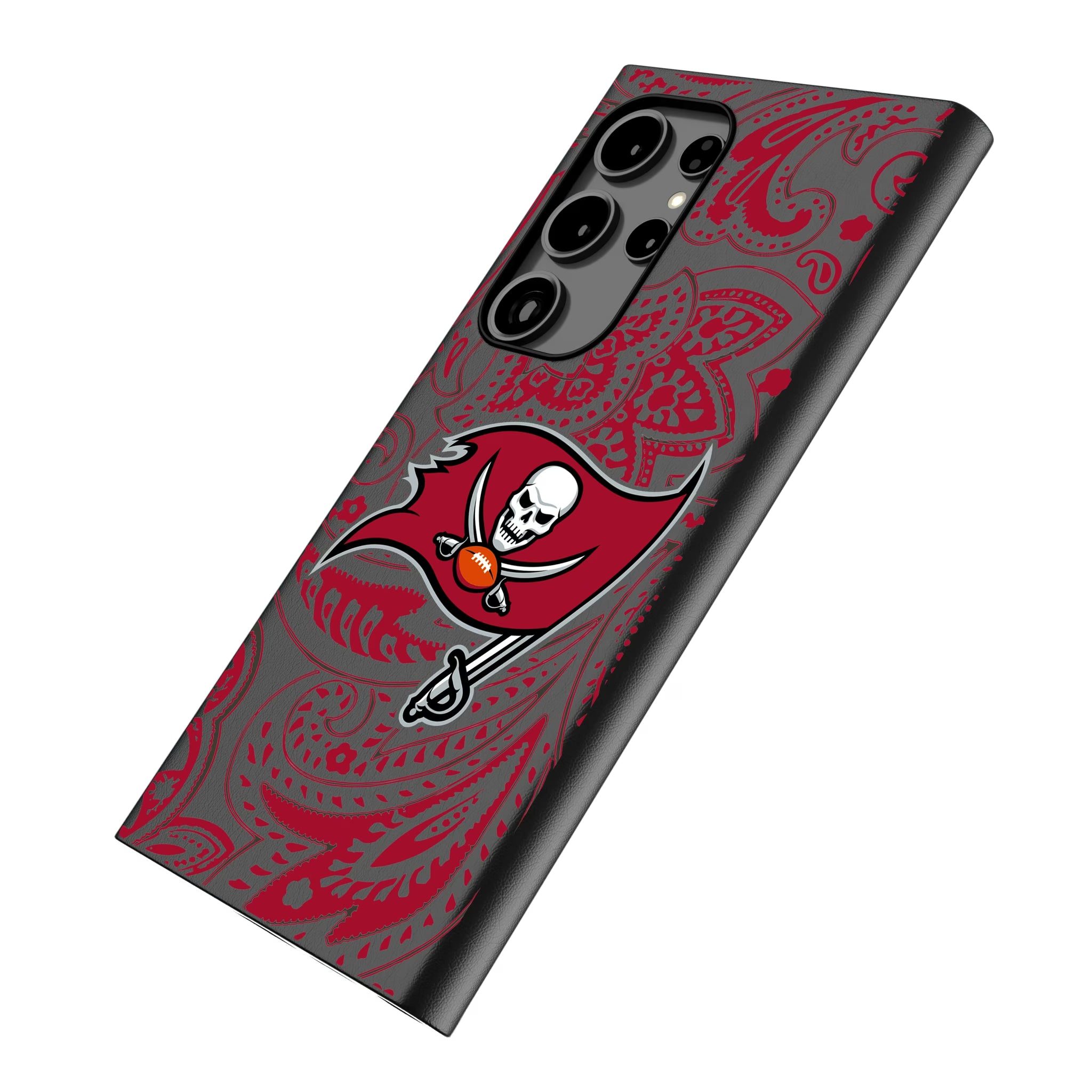 Tampa Bay Buccaneers Paisley Galaxy MagSafe Compatible Phone Case for Samsung Galaxy - Isometric View