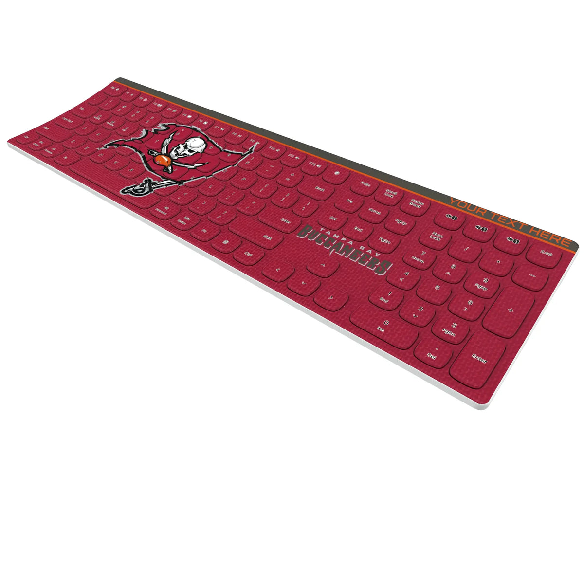 Tampa Bay Buccaneers Personalized Endzone Solid KKB605 Curved Wireless Keyboard - Isometric View