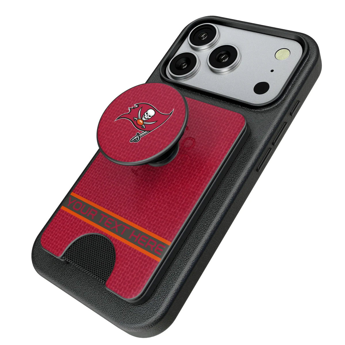 Tampa Bay Buccaneers Personalized Endzone Solid Popsockets Wallet Magnetic - Isometric View