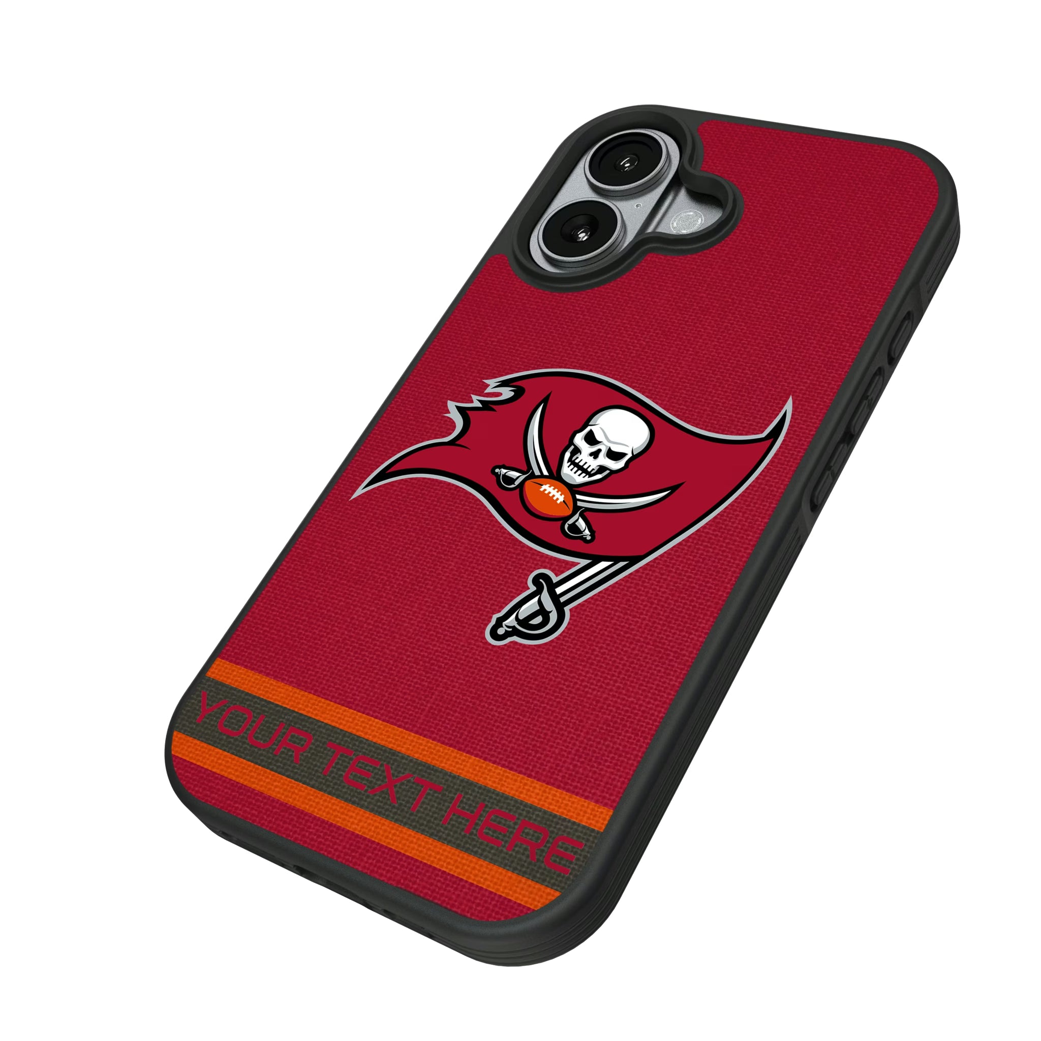 Tampa Bay Buccaneers Personalized Stripe iPhone Bump Phone Case for Apple iPhone - Isometric View#Device_iPhone 17