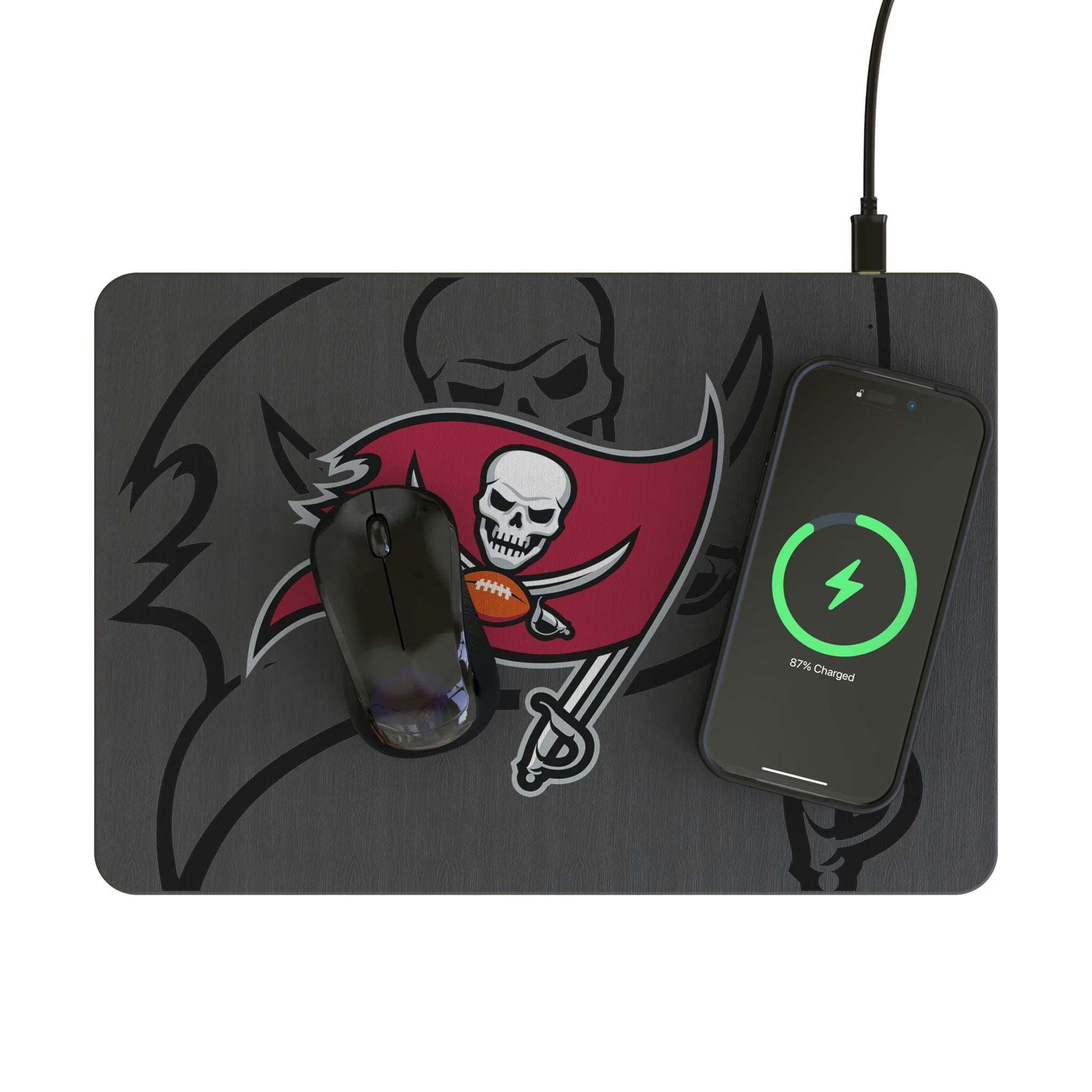 Tampa Bay Buccaneers Personalized Tilt 15-Watt Wireless Charger and Mouse Pad - Lifestyle