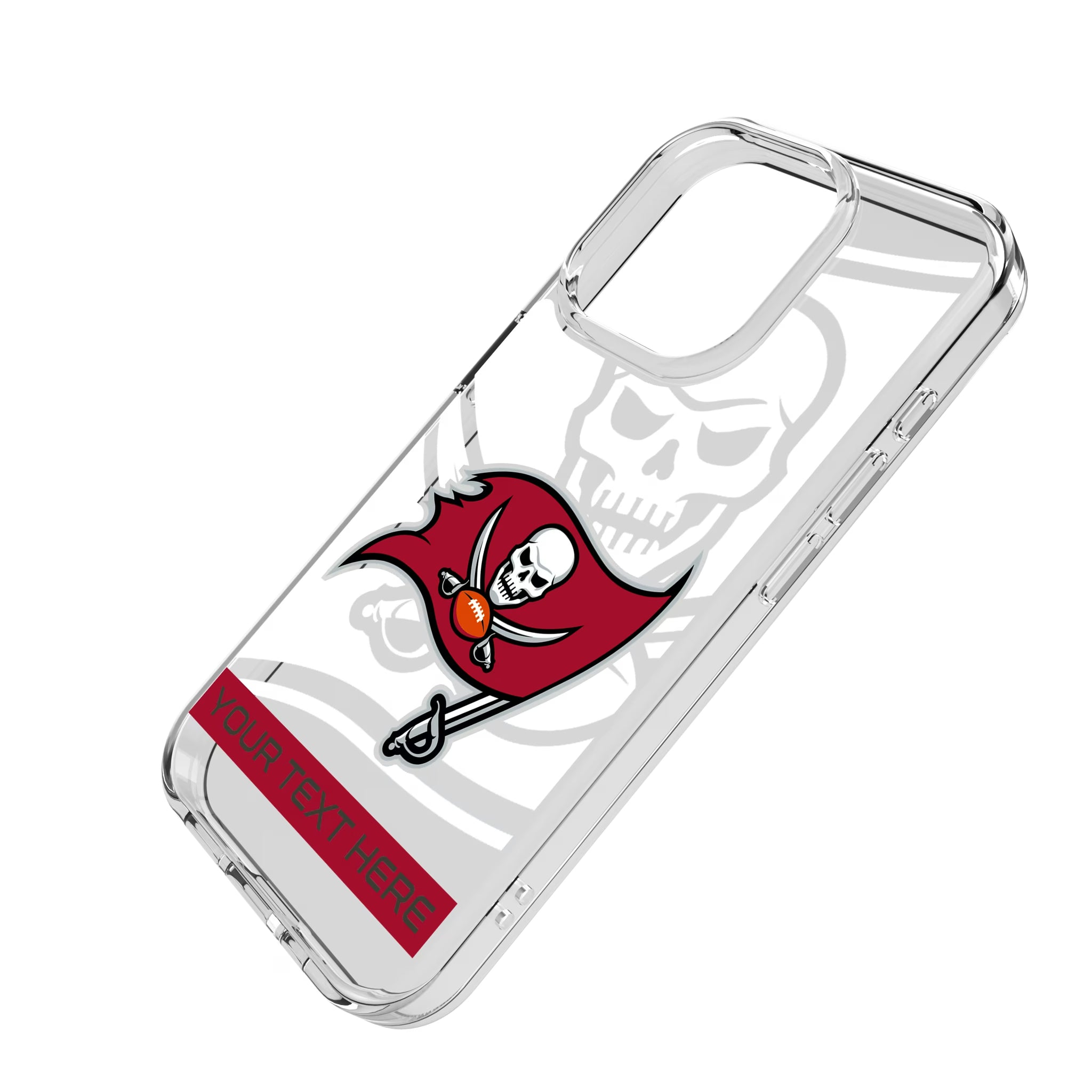 Tampa Bay Buccaneers Personalized Tilt iPhone Clear Phone Case for Apple iPhone - Isometric View