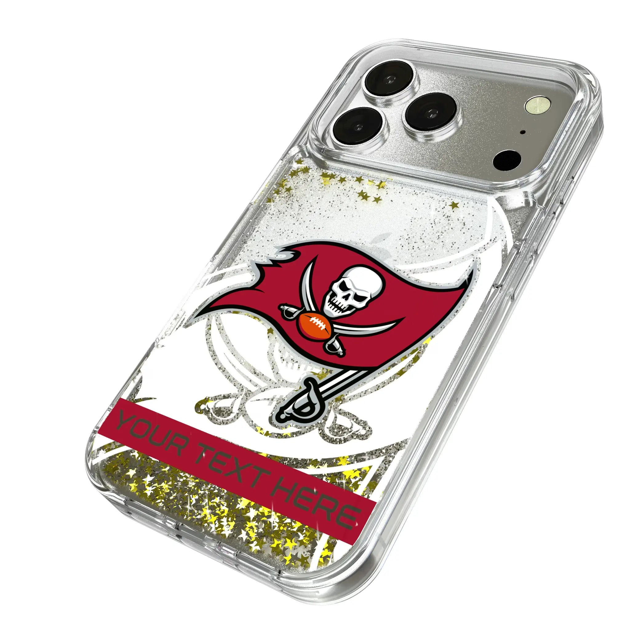 Tampa Bay Buccaneers Personalized Tilt iPhone Glitter Phone Case for Apple iPhone - Isometric View