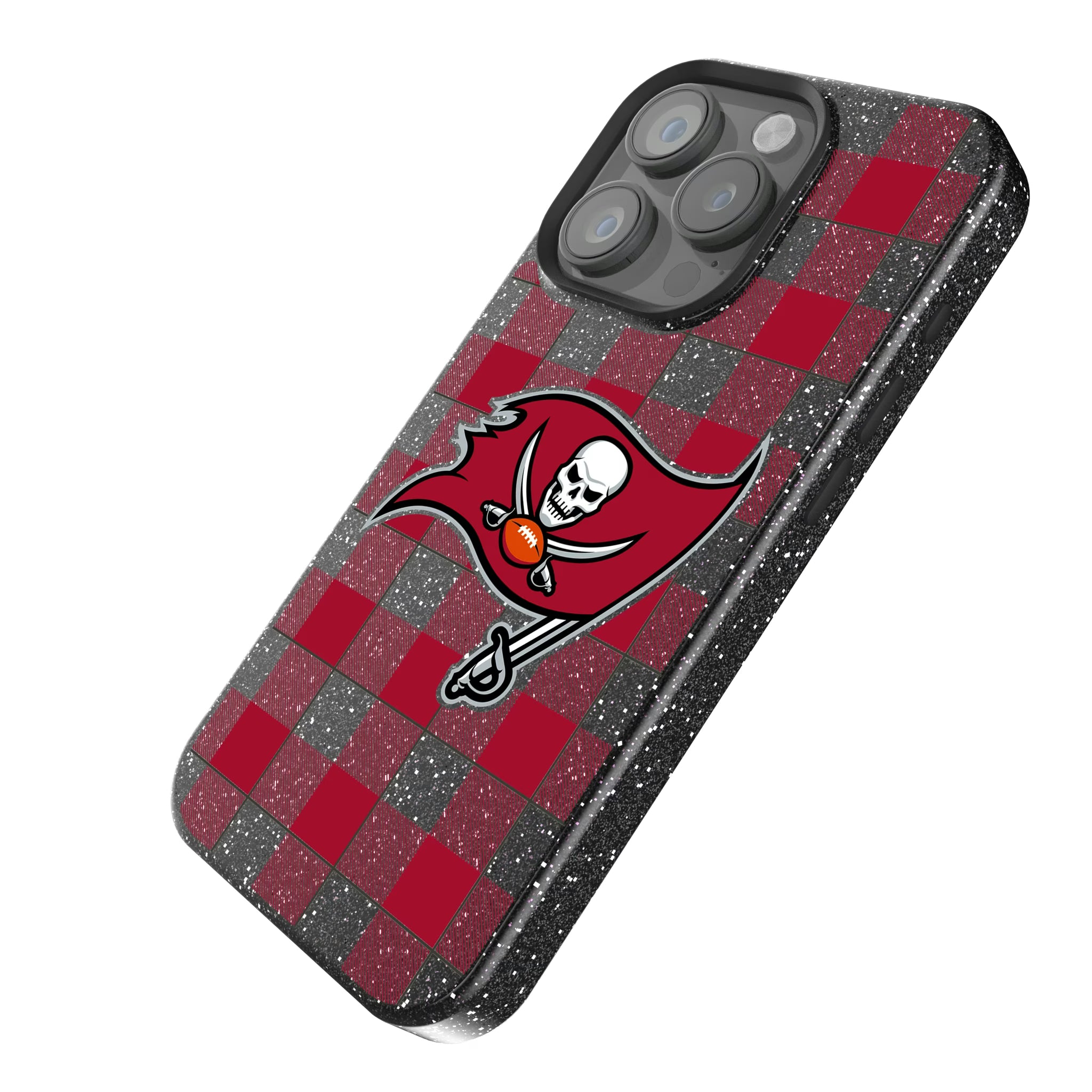 Tampa Bay Buccaneers Plaid iPhone Bling Phone Case for Apple iPhone - Isometric View