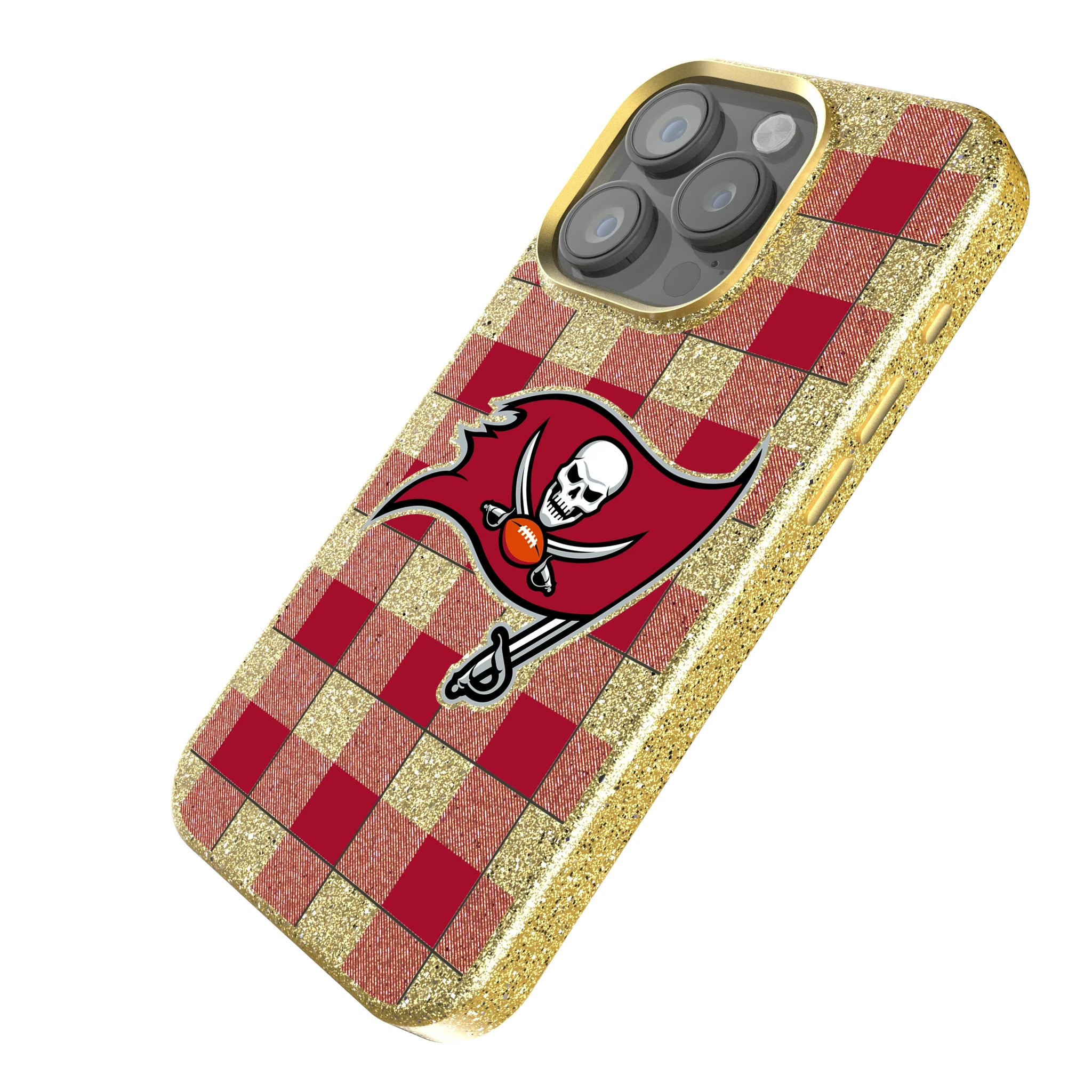 Tampa Bay Buccaneers Plaid iPhone Bling Phone Case for Apple iPhone - Isometric View