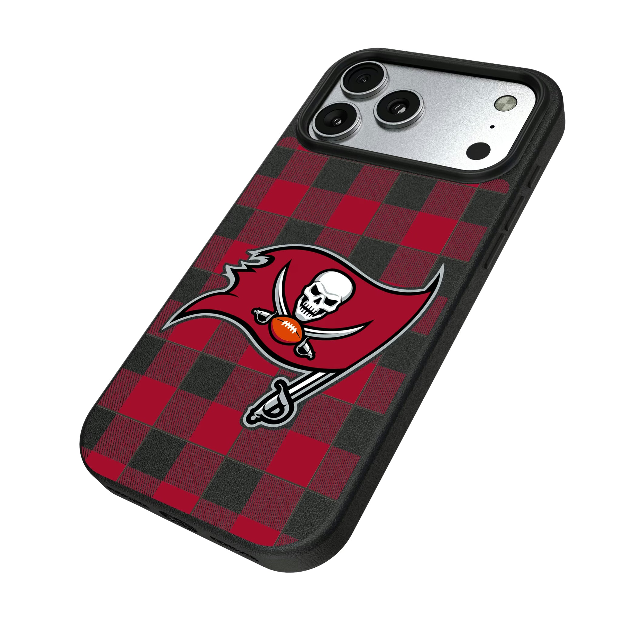 Tampa Bay Buccaneers Plaid iPhone MagSafe Compatible Phone Case for Apple iPhone - Isometric View#Device_iPhone 17 Pro Max