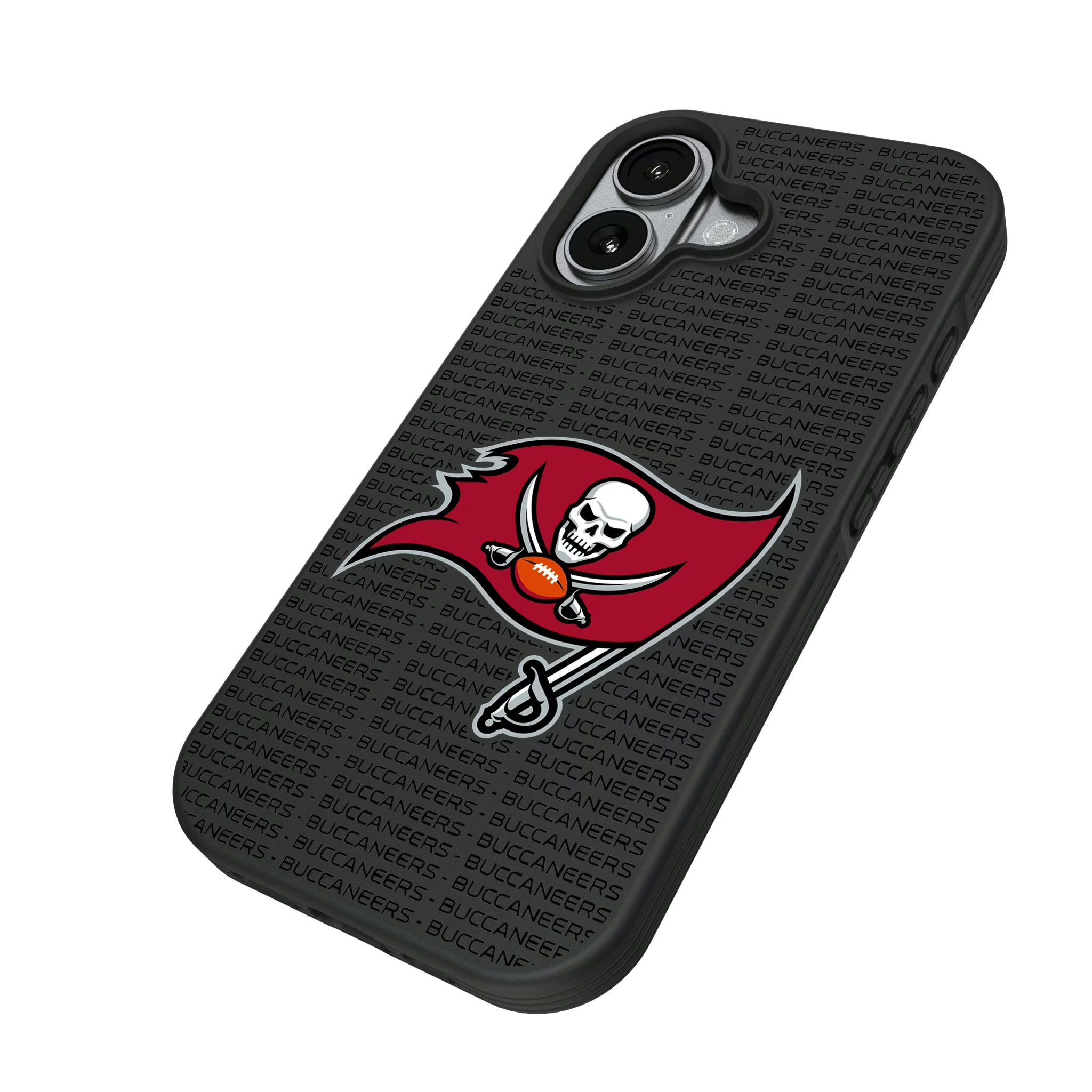 Tampa Bay Buccaneers Text Backdrop iPhone Bump Phone Case for Apple iPhone - Isometric View#Device_iPhone 17