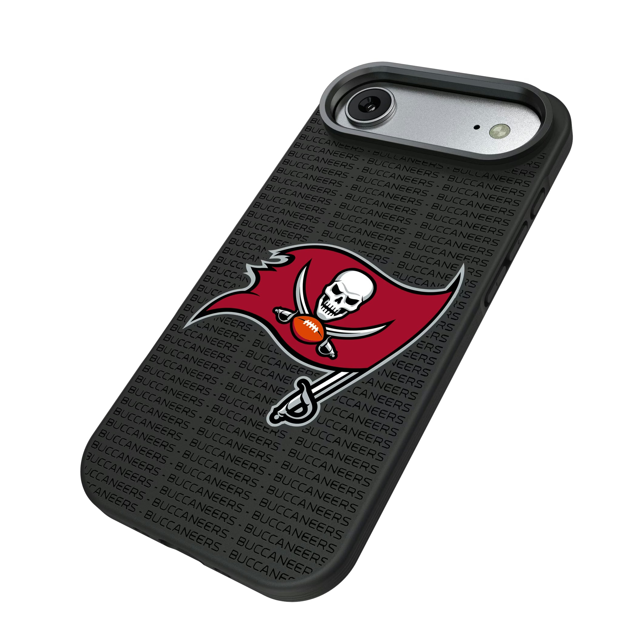 Tampa Bay Buccaneers Text Backdrop iPhone Bump Phone Case for Apple iPhone - Isometric View#Device_iPhone Air