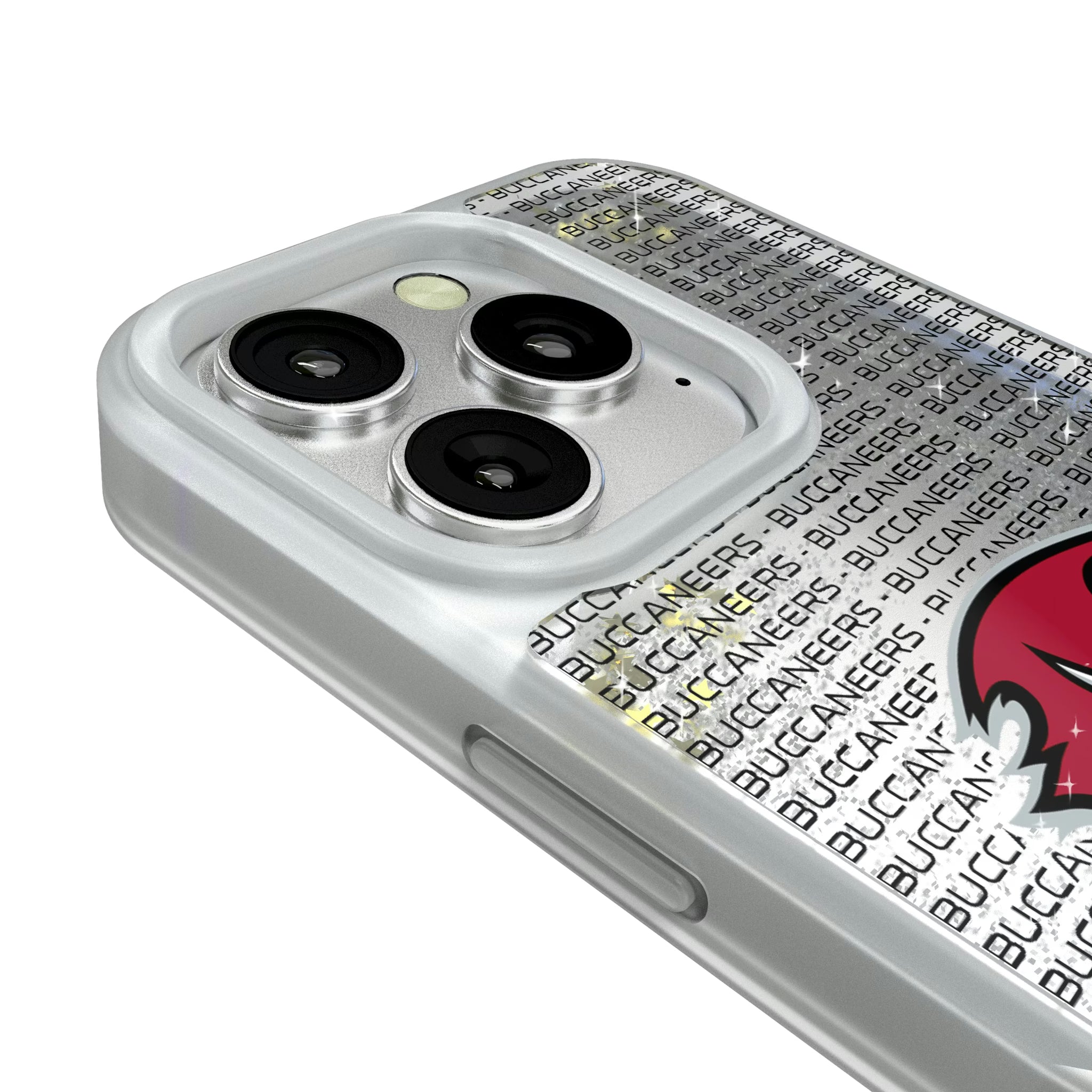 Tampa Bay Buccaneers Text Backdrop iPhone Glitter Phone Case for Apple iPhone - Detail#Device_iPhone 16 Pro