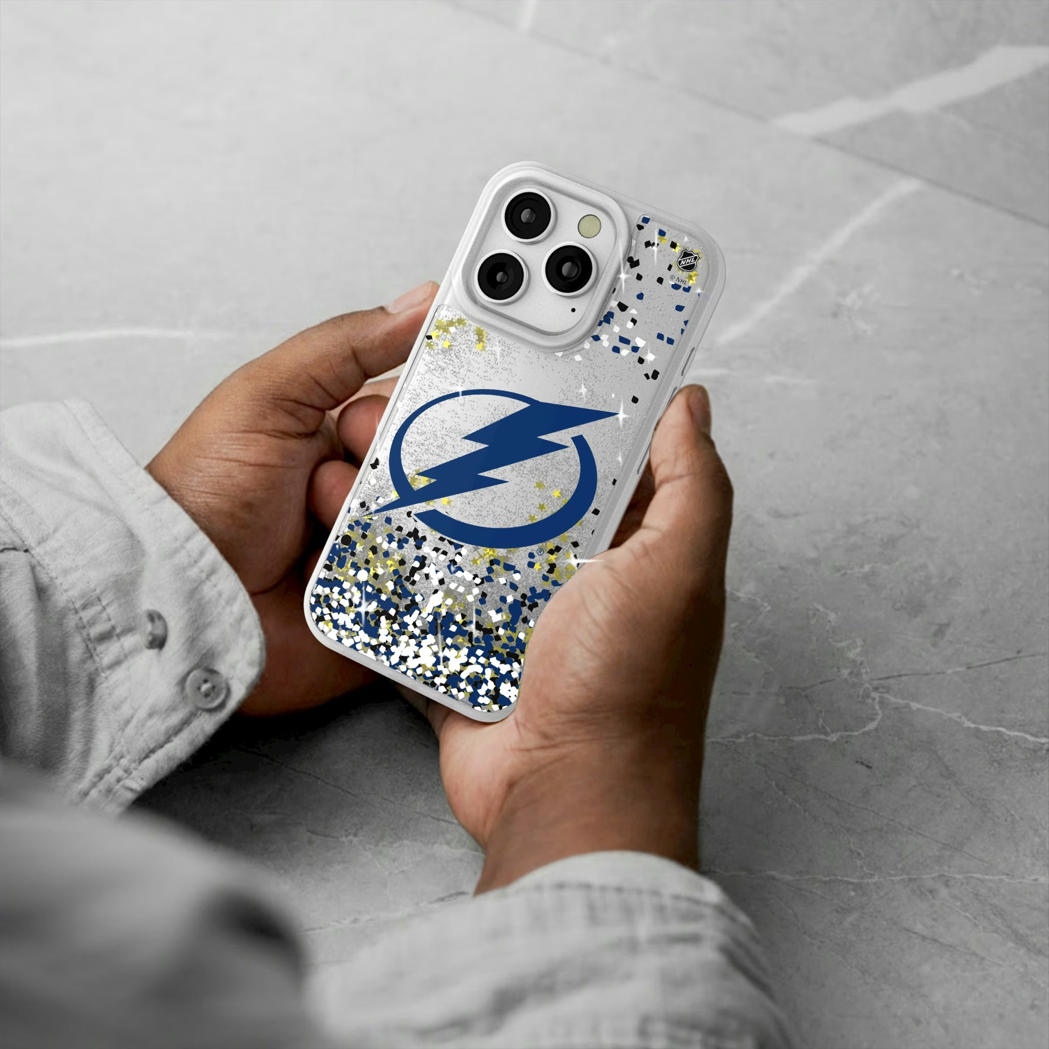 Tampa Bay Lightning Confetti iPhone Glitter Phone Case for Apple iPhone - Lifestyle#Device_iPhone 16 Pro