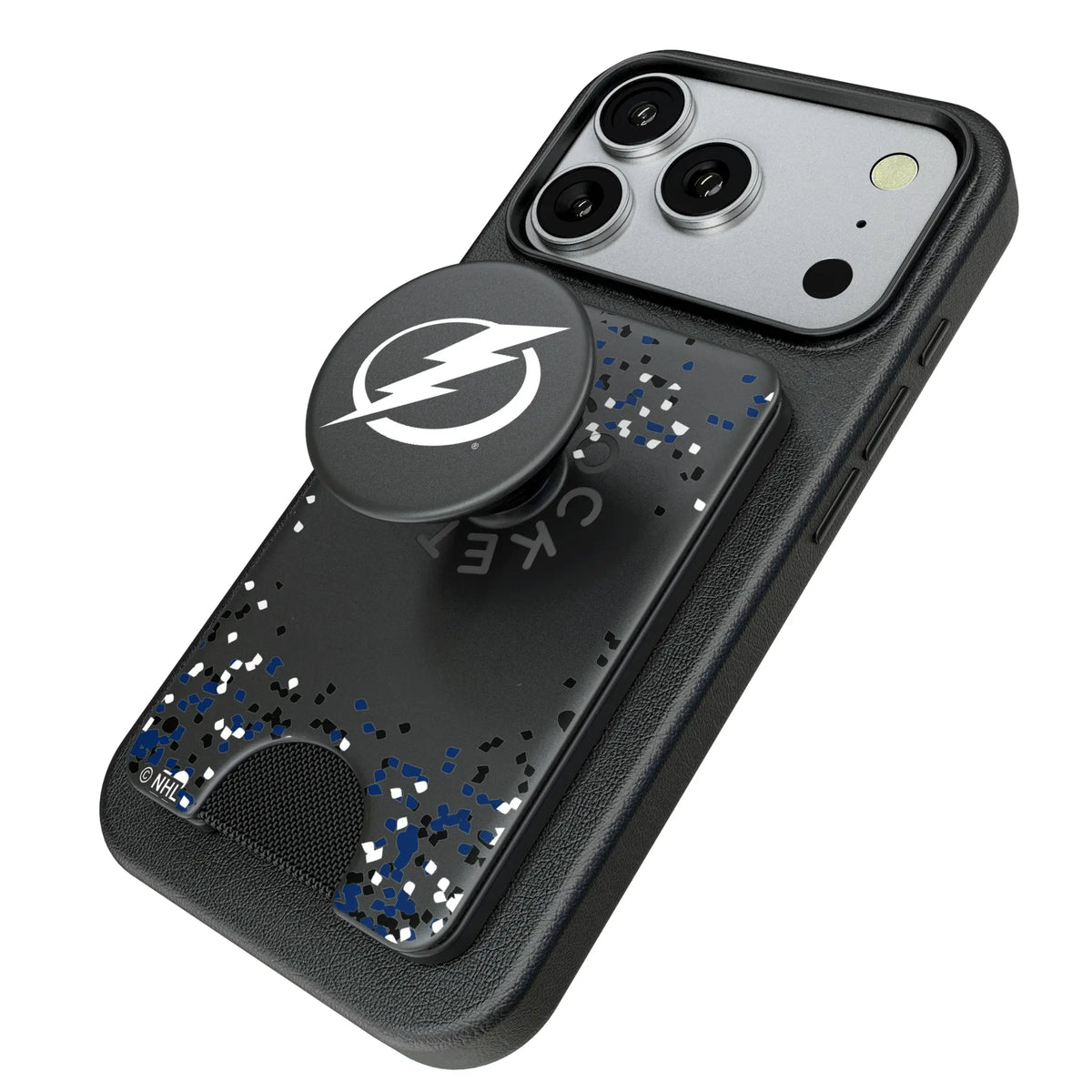 Tampa Bay Lightning Confetti Popsockets Wallet Magnetic - Isometric View