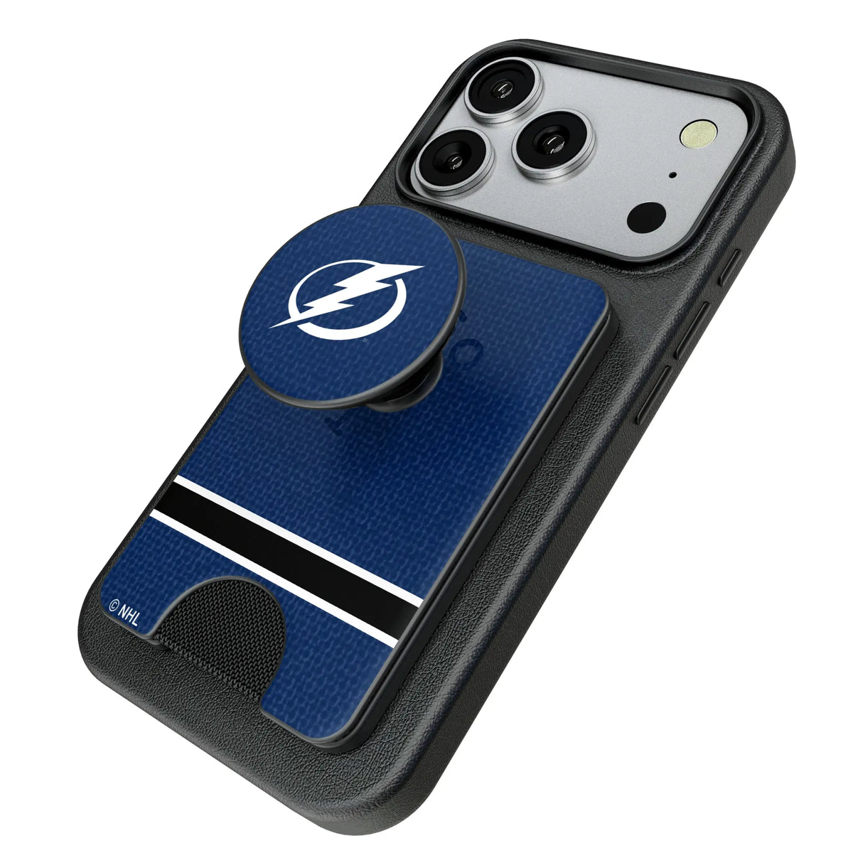 Tampa Bay Lightning Endzone Solid Popsockets Wallet Magnetic - Isometric View