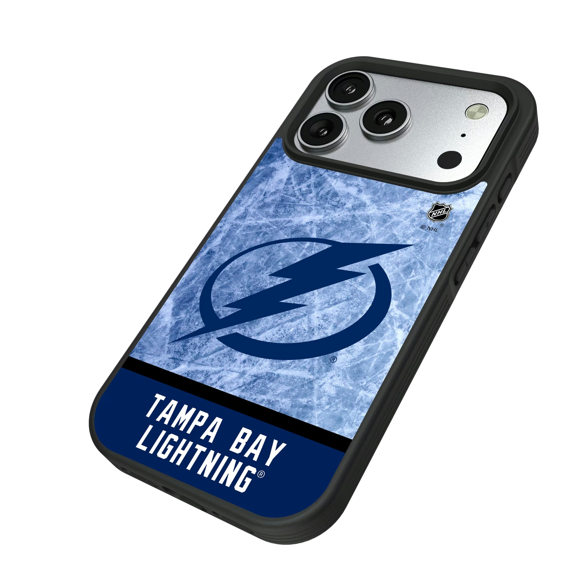 Tampa Bay Lightning Ice Wordmark iPhone Bump Phone Case for Apple iPhone - Isometric View#Device_iPhone 17 Pro