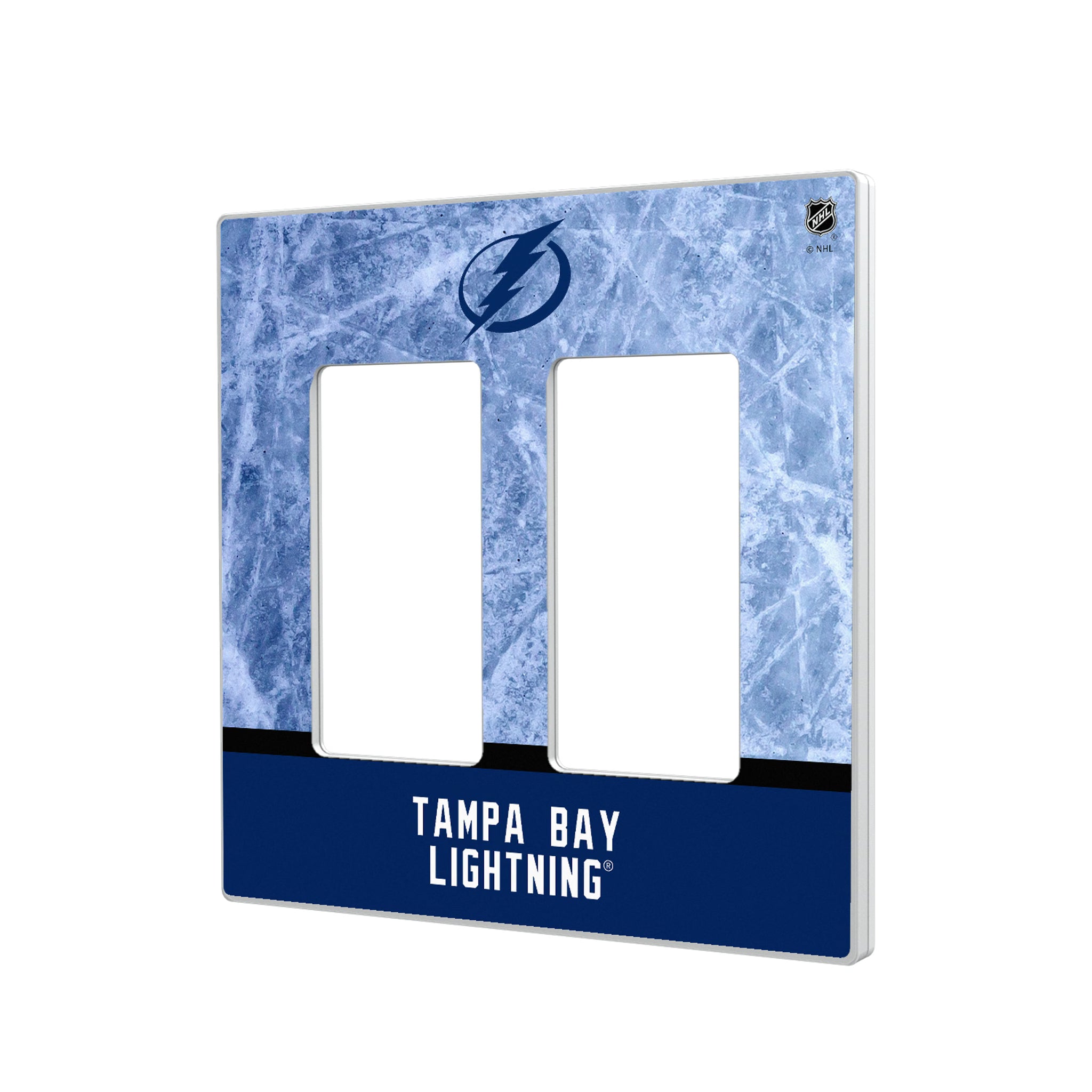 Tampa Bay Lightning Ice Wordmark Hidden-Screw Light Switch Plate#Style_Double Rocker