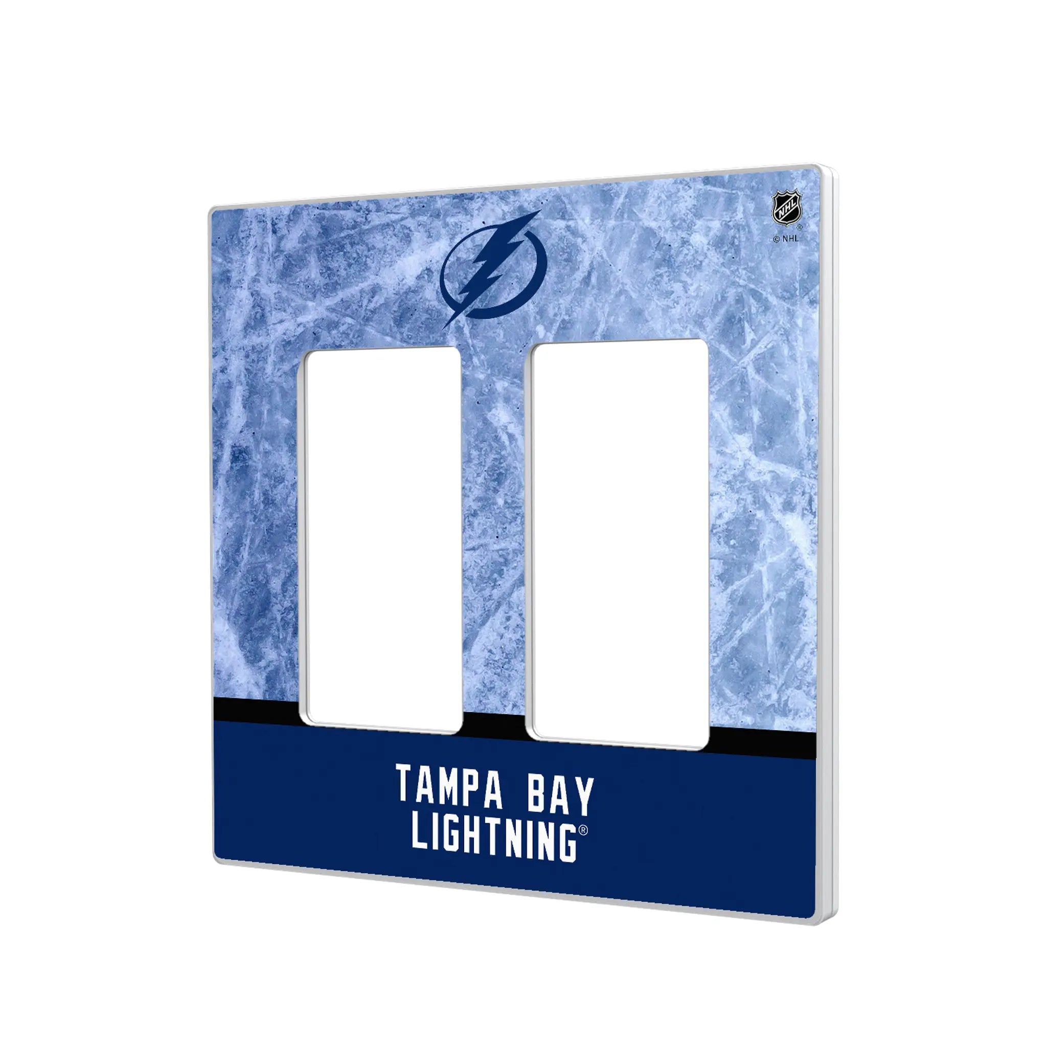 Tampa Bay Lightning Ice Wordmark Hidden-Screw Light Switch Plate#Style_Double Rocker