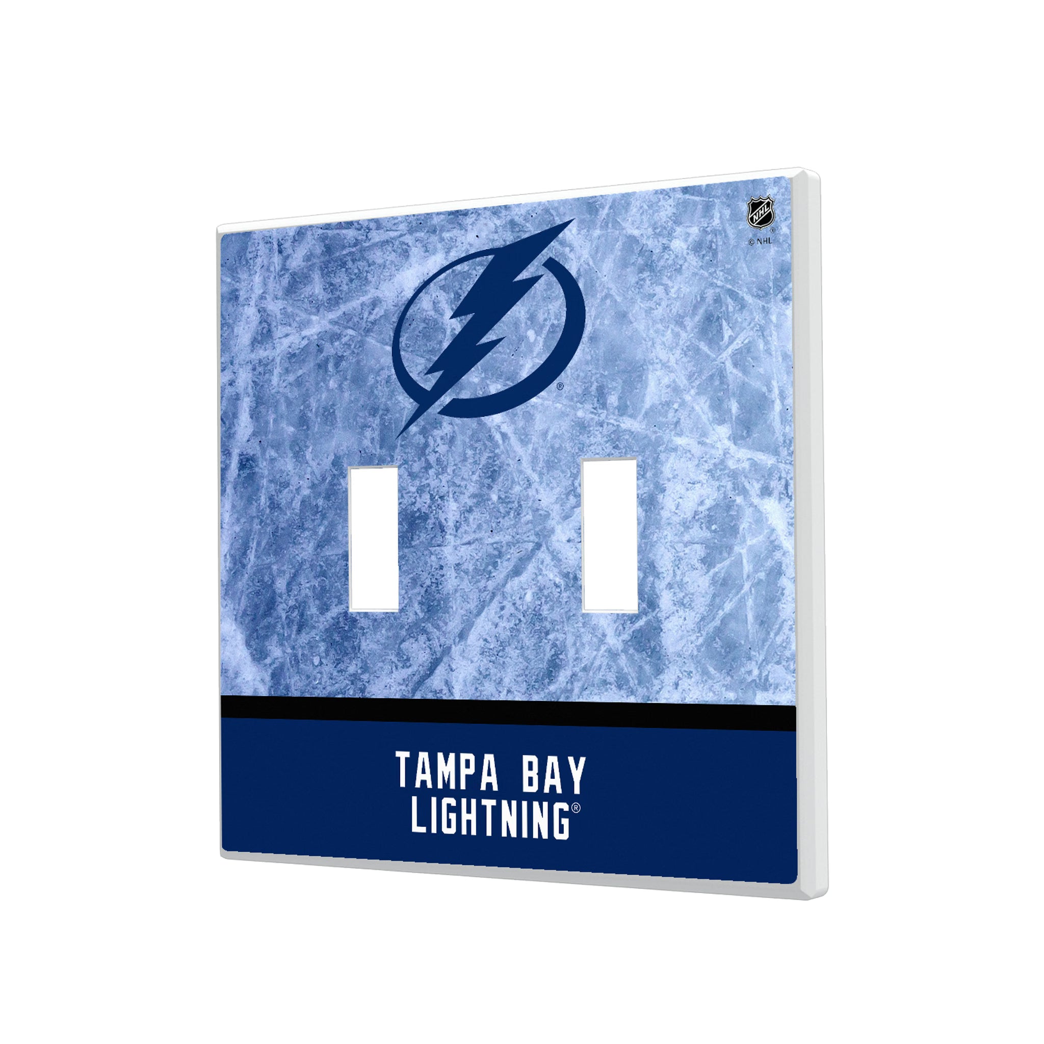 Tampa Bay Lightning Ice Wordmark Hidden-Screw Light Switch Plate#Style_Double Toggle
