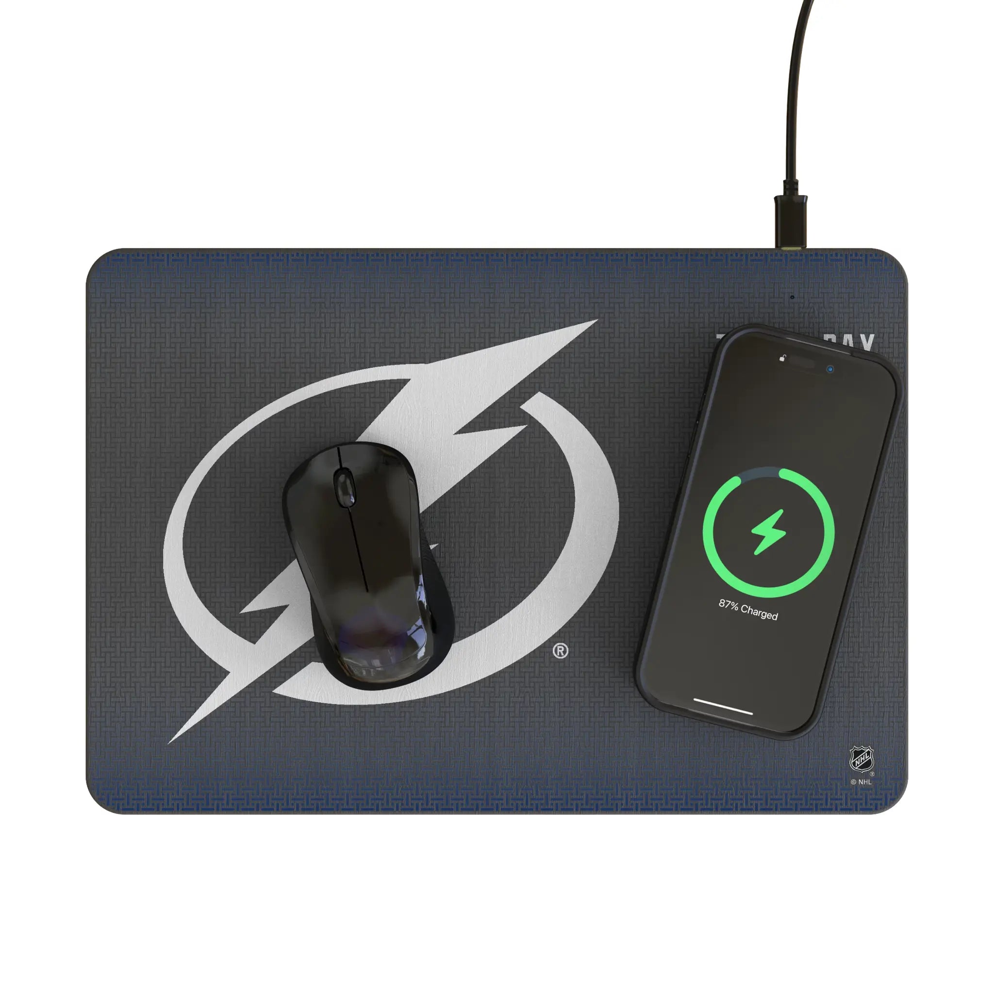 Tampa Bay Lightning Linen 15-Watt Wireless Charger and Mouse Pad - Lifestyle
