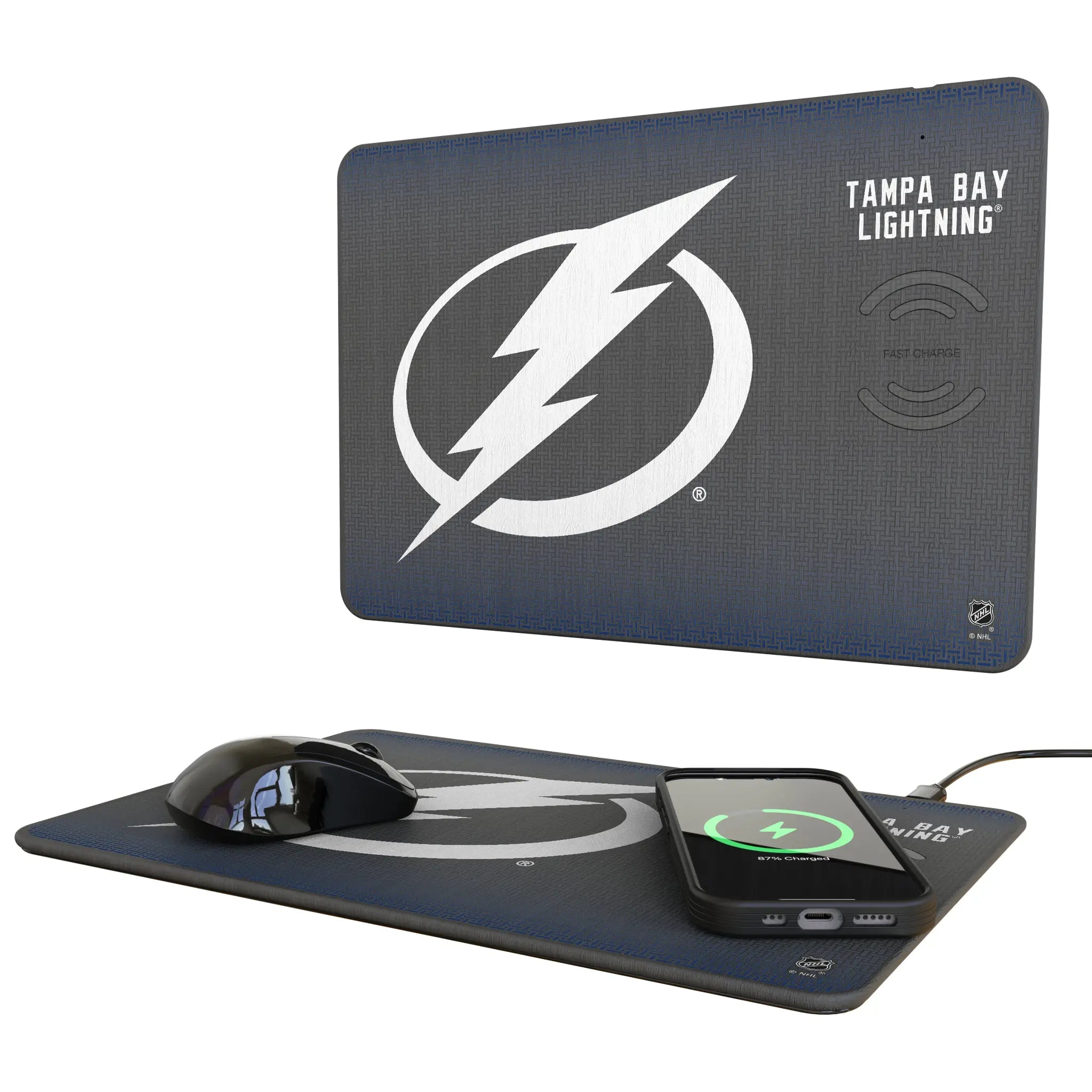 Tampa Bay Lightning Linen 15-Watt Wireless Charger and Mouse Pad