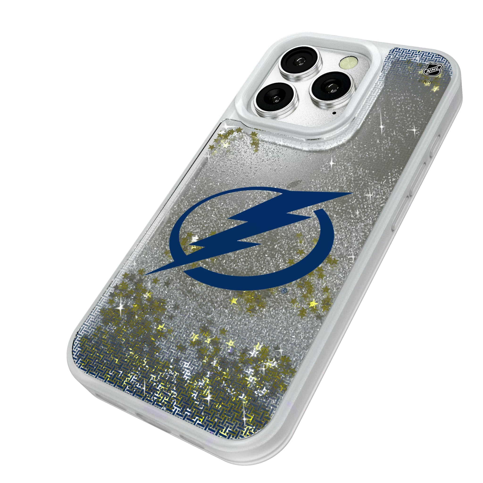 Tampa Bay Lightning Linen iPhone Glitter Phone Case for Apple iPhone - Isometric View#Device_iPhone 16 Pro