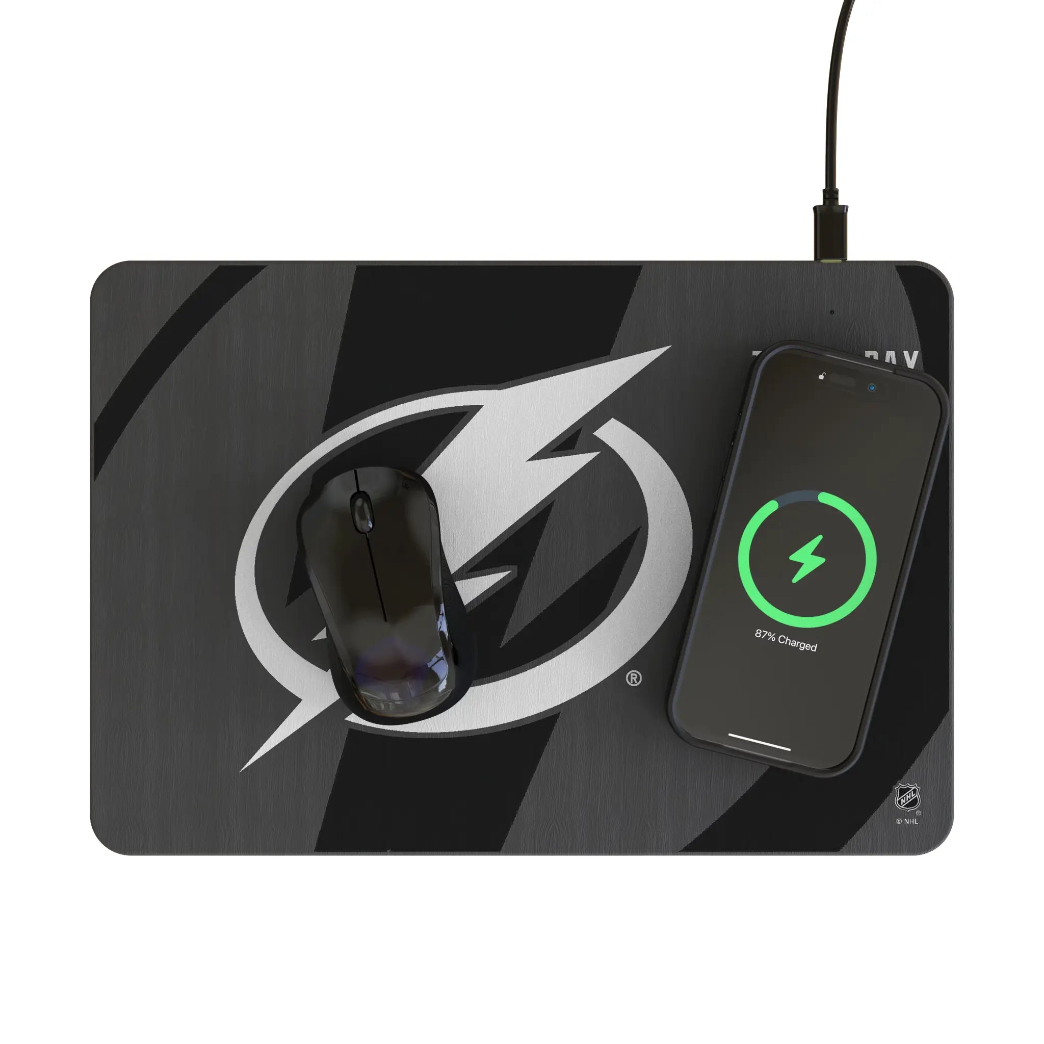 Tampa Bay Lightning Monocolor Tilt 15-Watt Wireless Charger and Mouse Pad - Lifestyle