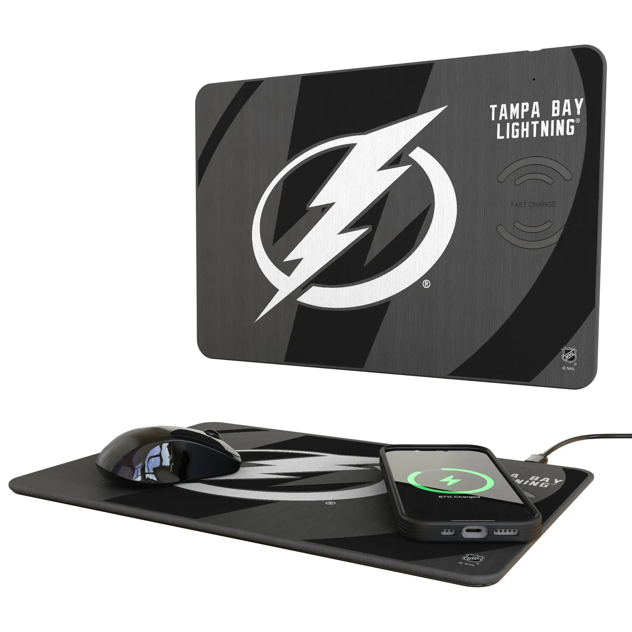 Tampa Bay Lightning Monocolor Tilt 15-Watt Wireless Charger and Mouse Pad