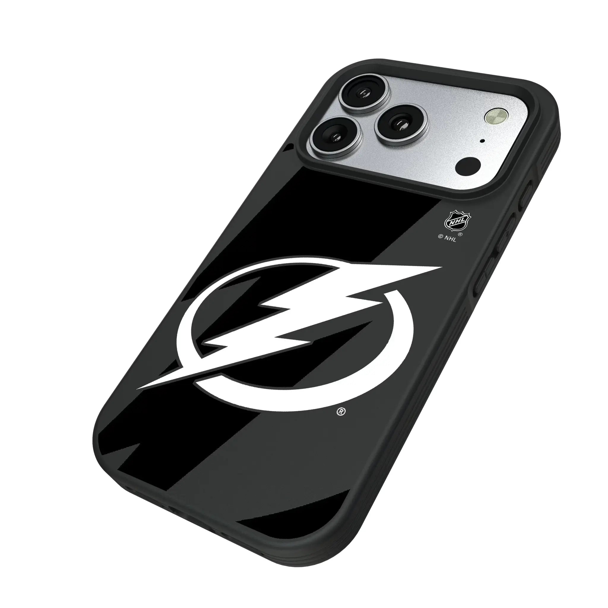 Tampa Bay Lightning Monocolor Tilt iPhone Bump Phone Case for Apple iPhone - Isometric View#Device_iPhone 17 Pro