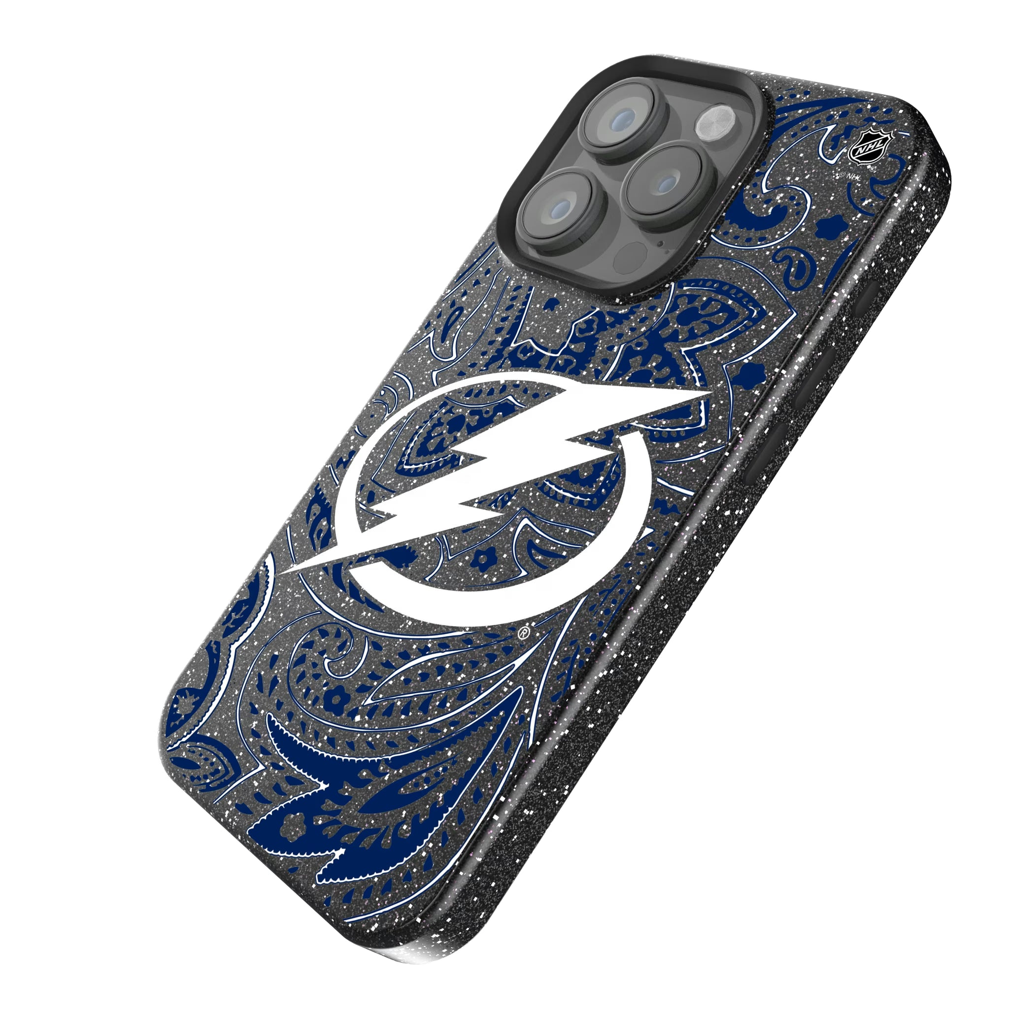 Tampa Bay Lightning Paisley iPhone Bling Phone Case for Apple iPhone - Isometric View