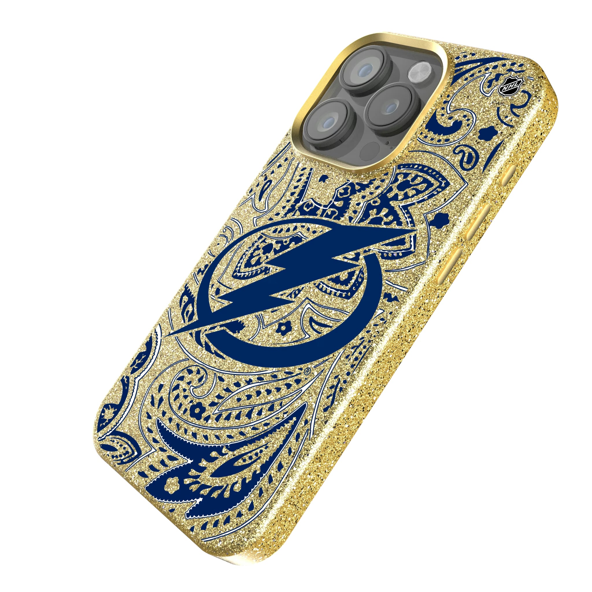 Tampa Bay Lightning Paisley iPhone Bling Phone Case for Apple iPhone - Isometric View