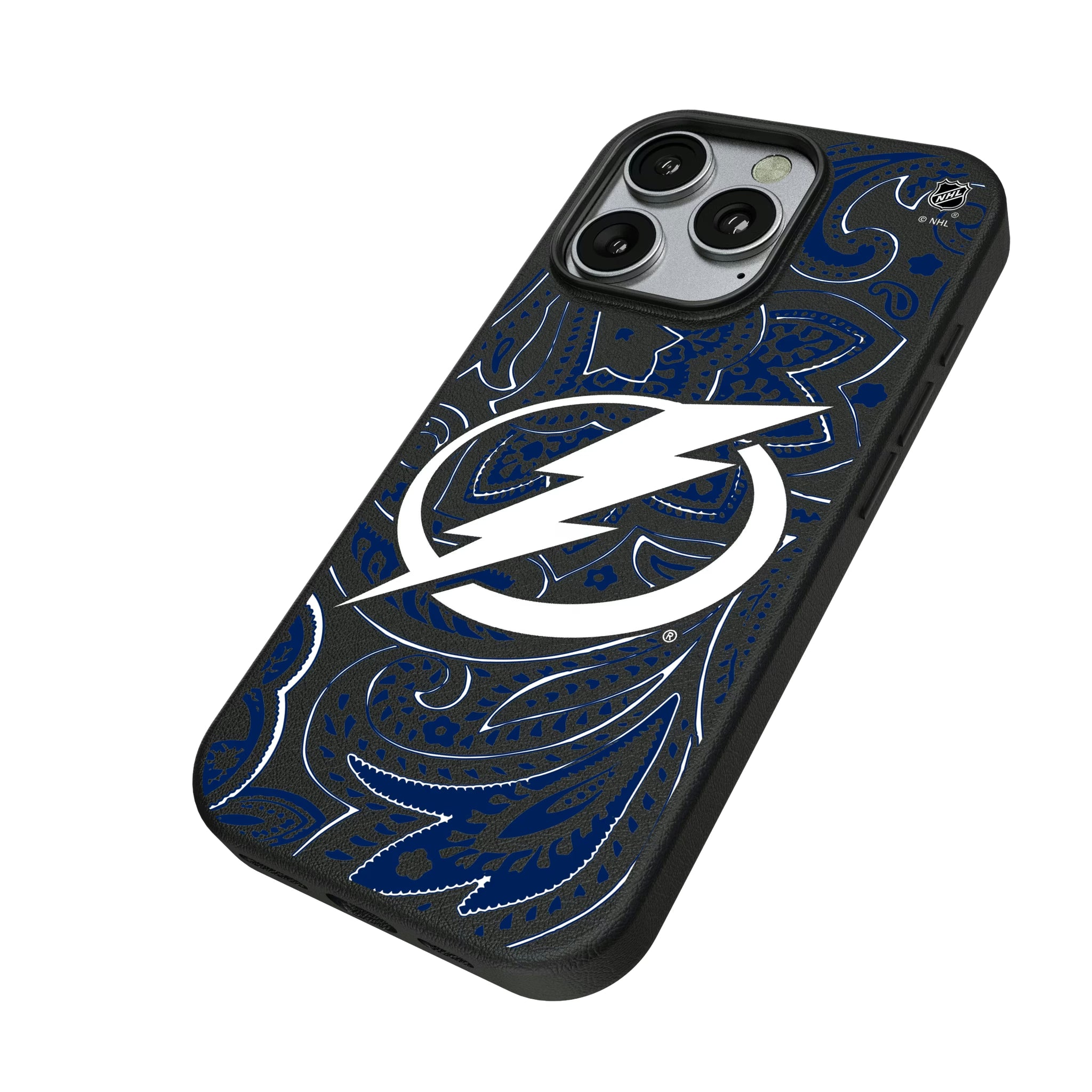 Tampa Bay Lightning Paisley iPhone MagSafe Compatible Phone Case for Apple iPhone - Isometric View