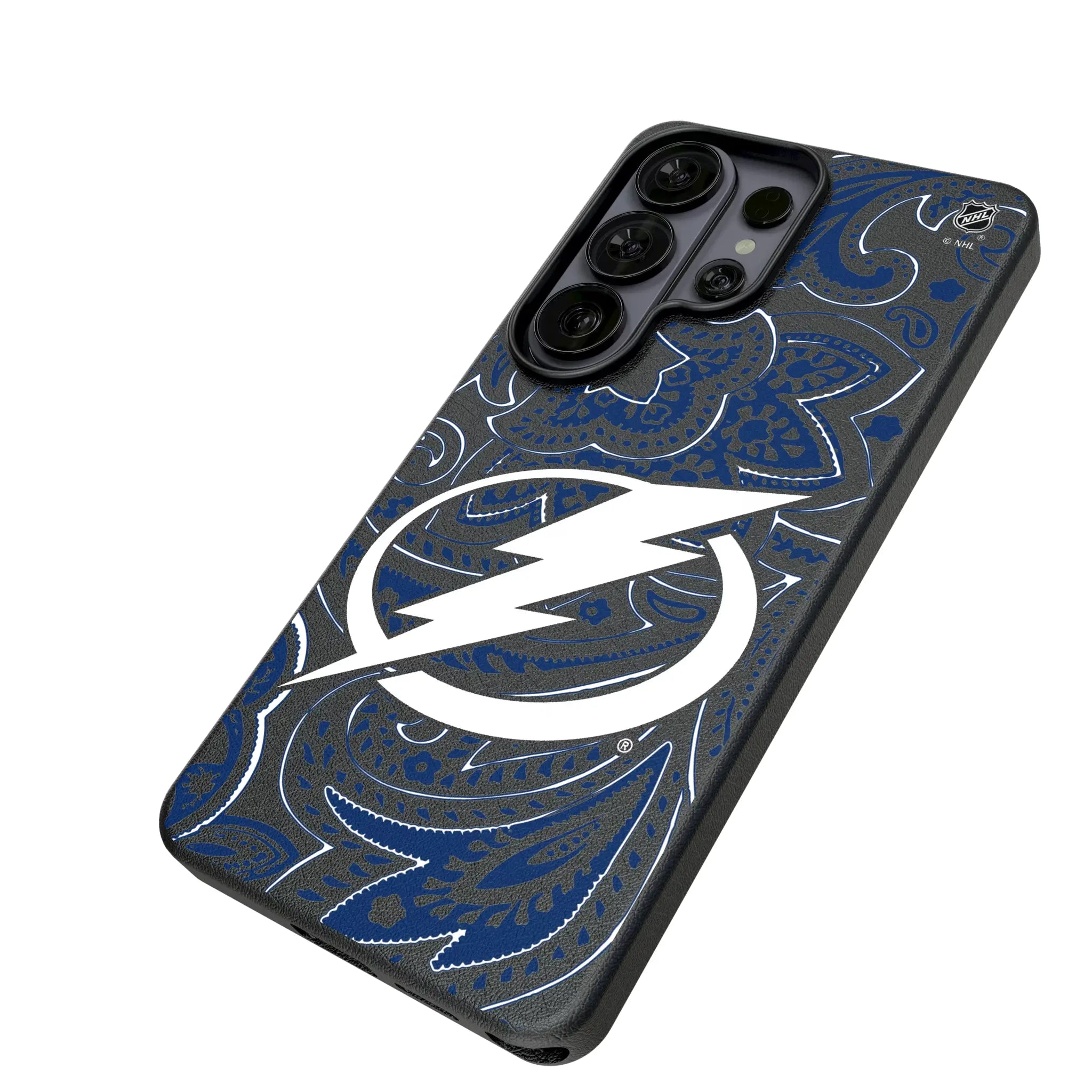 Tampa Bay Lightning Paisley Galaxy MagSafe Compatible Phone Case for Samsung Galaxy - Isometric View#Device_Galaxy S26 Ultra