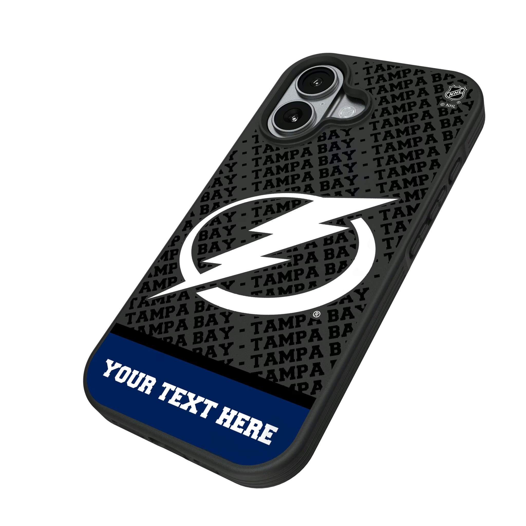 Tampa Bay Lightning Personalized EndZone Plus iPhone Bump Phone Case for Apple iPhone - Isometric View#Device_iPhone 17