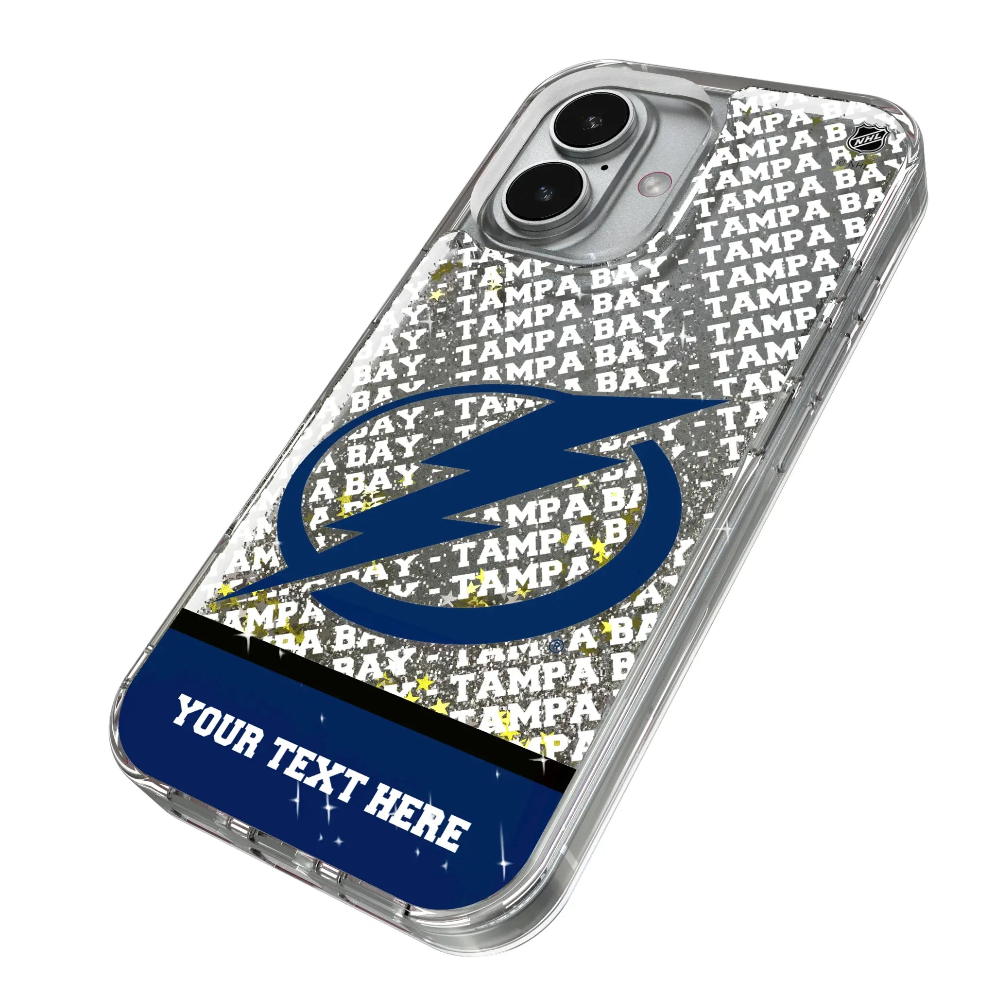Tampa Bay Lightning Personalized EndZone Plus iPhone Glitter Phone Case for Apple iPhone - Isometric View