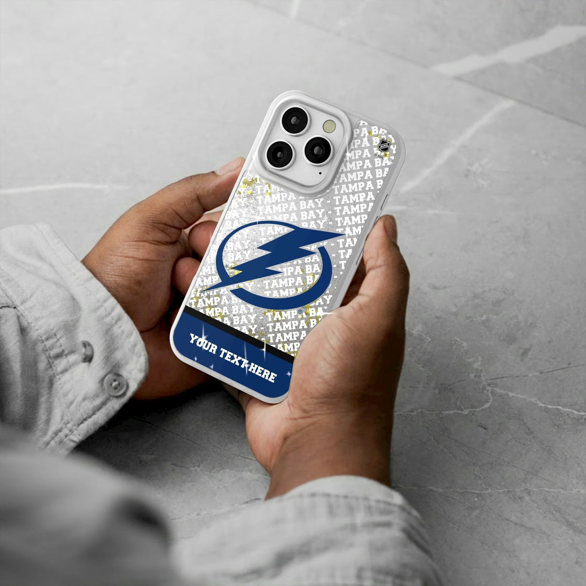 Tampa Bay Lightning Personalized EndZone Plus iPhone Glitter Phone Case for Apple iPhone - Lifestyle#Device_iPhone 16 Pro