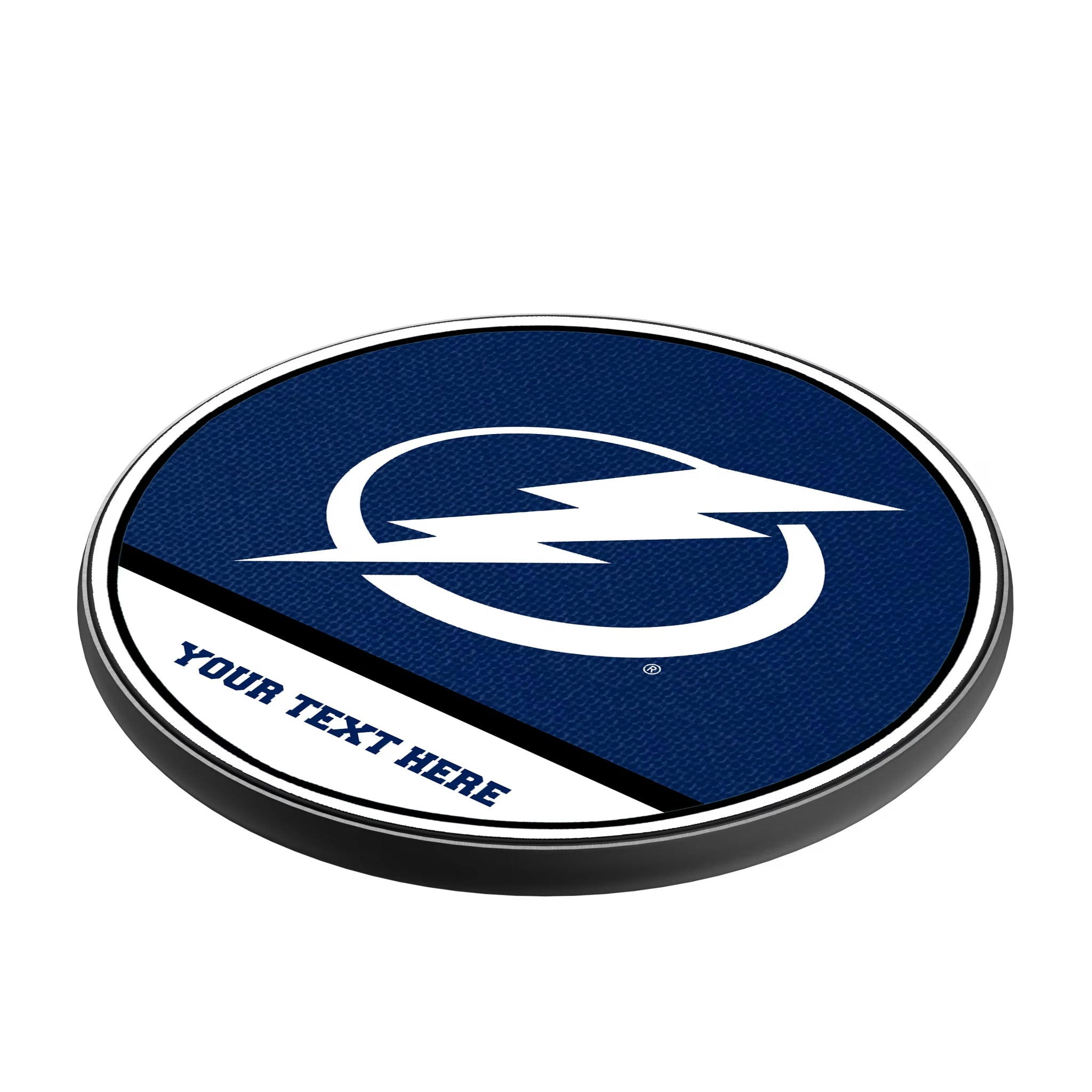 Tampa Bay Lightning Personalized Endzone Solid 15-Watt Wireless Charger - Isometric View