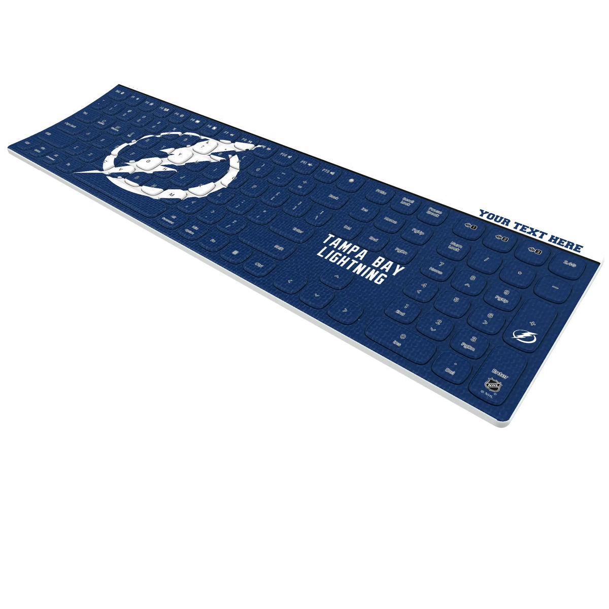 Tampa Bay Lightning Personalized Endzone Solid KKB605 Curved Wireless Keyboard - Isometric View