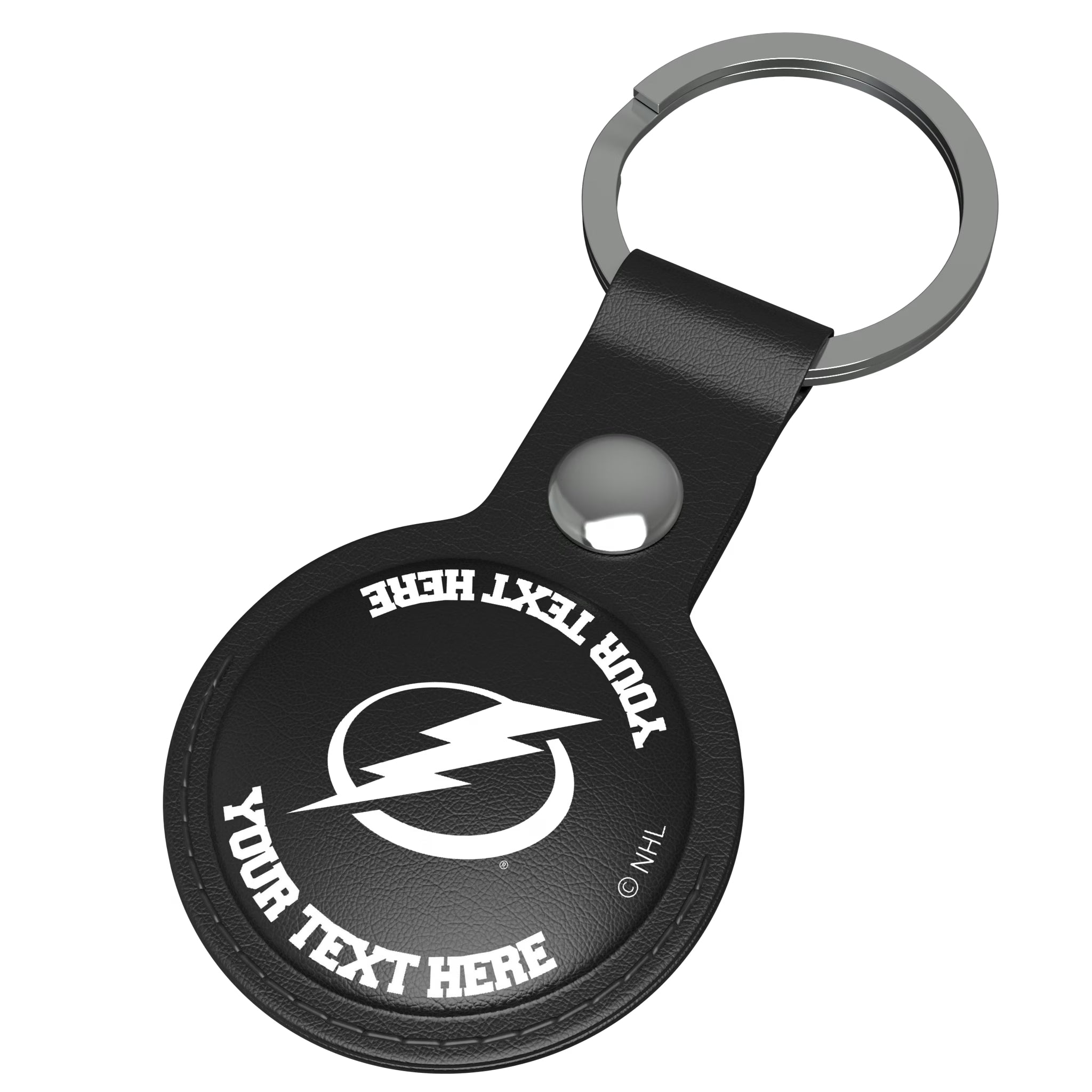 Tampa Bay Lightning Personalized Insignia AirTag Black Airtag Holder - Isometric View